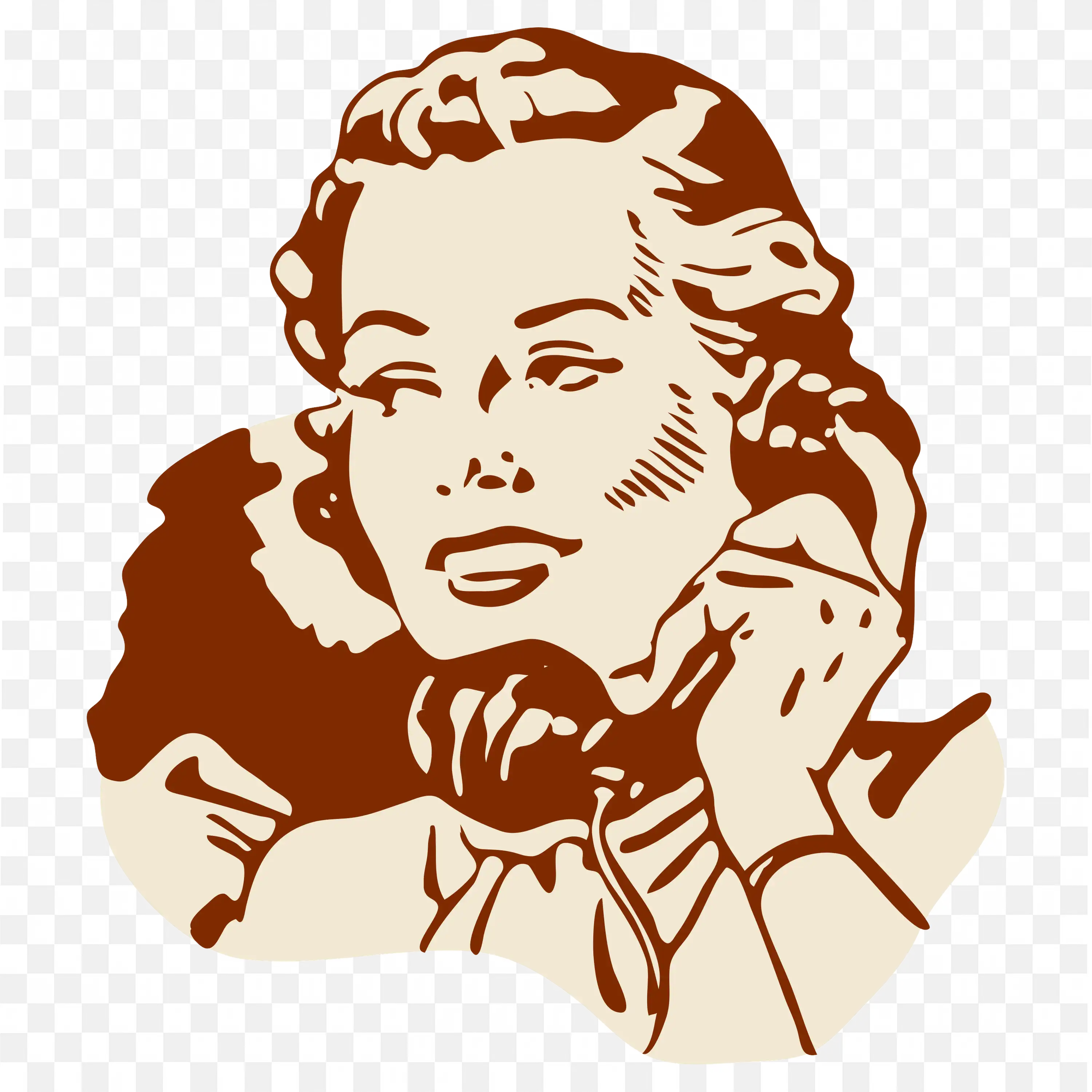Vintage Woman Talking on Old Fashioned Telephone Png Free