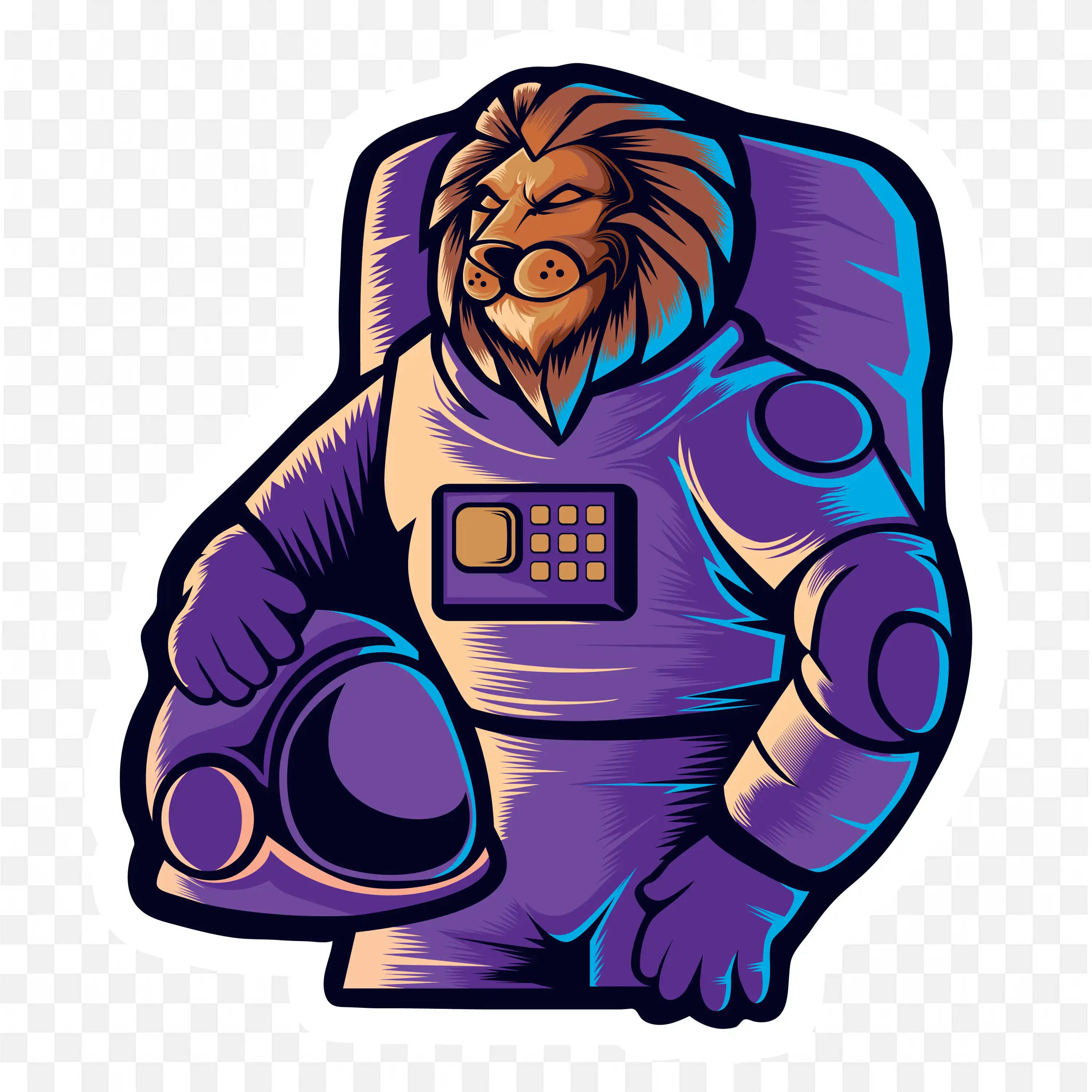Visual of a Cartoon Lion Dressed As an Astronaut Png for Free