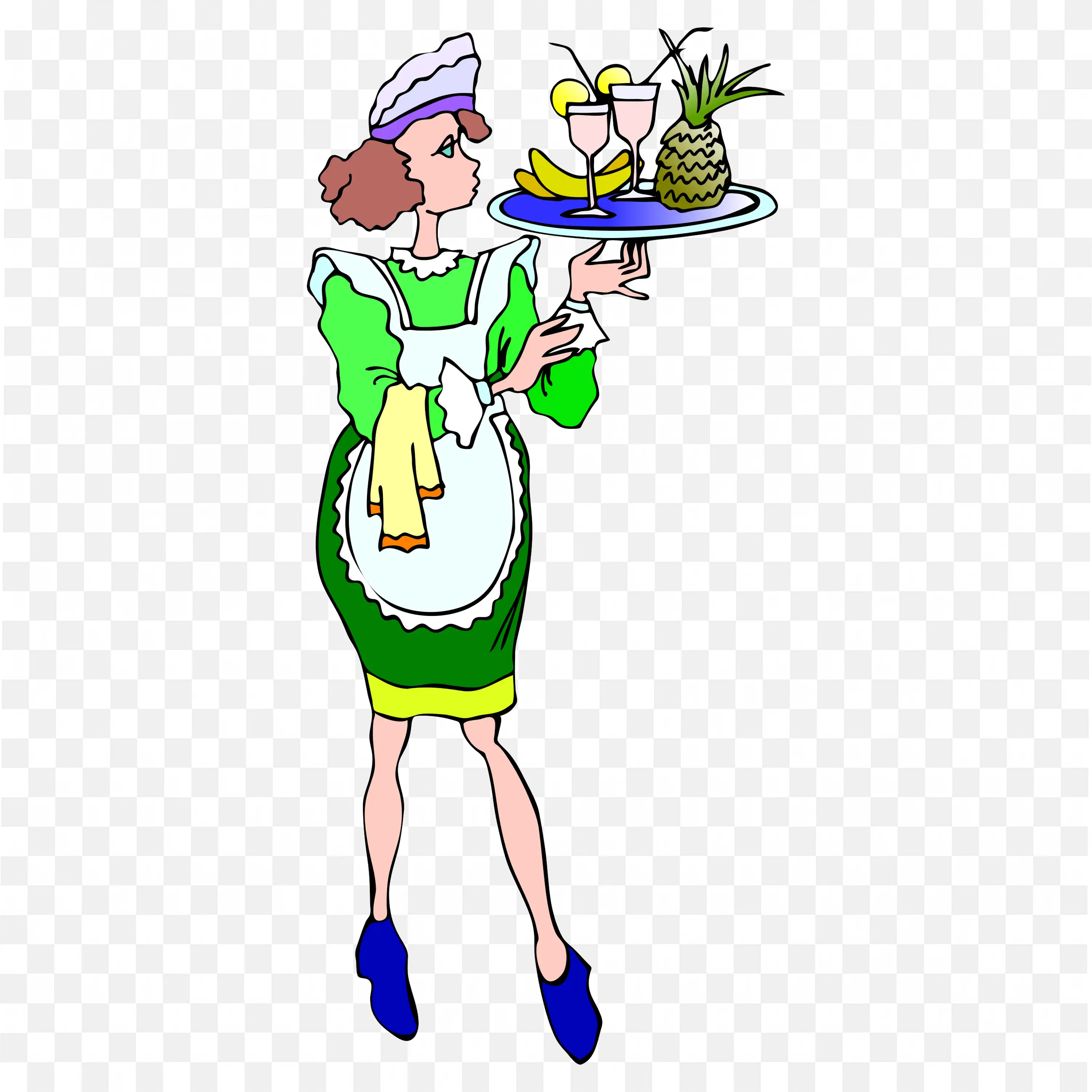 Waitress Serving Drinks at a Party on a Serving Tray Png