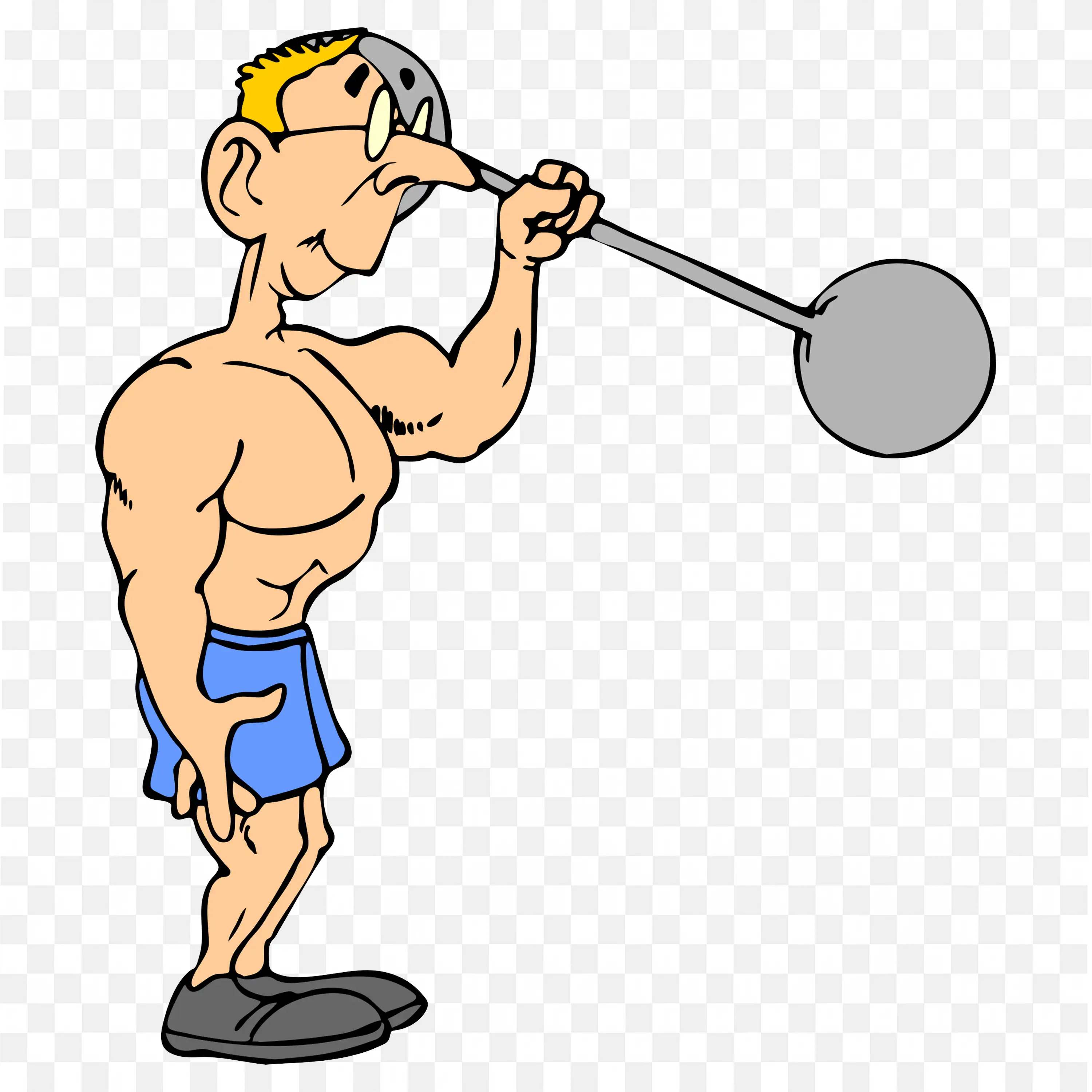 Weightlifter with Glasses Lifting Heavy Barbell Free Png