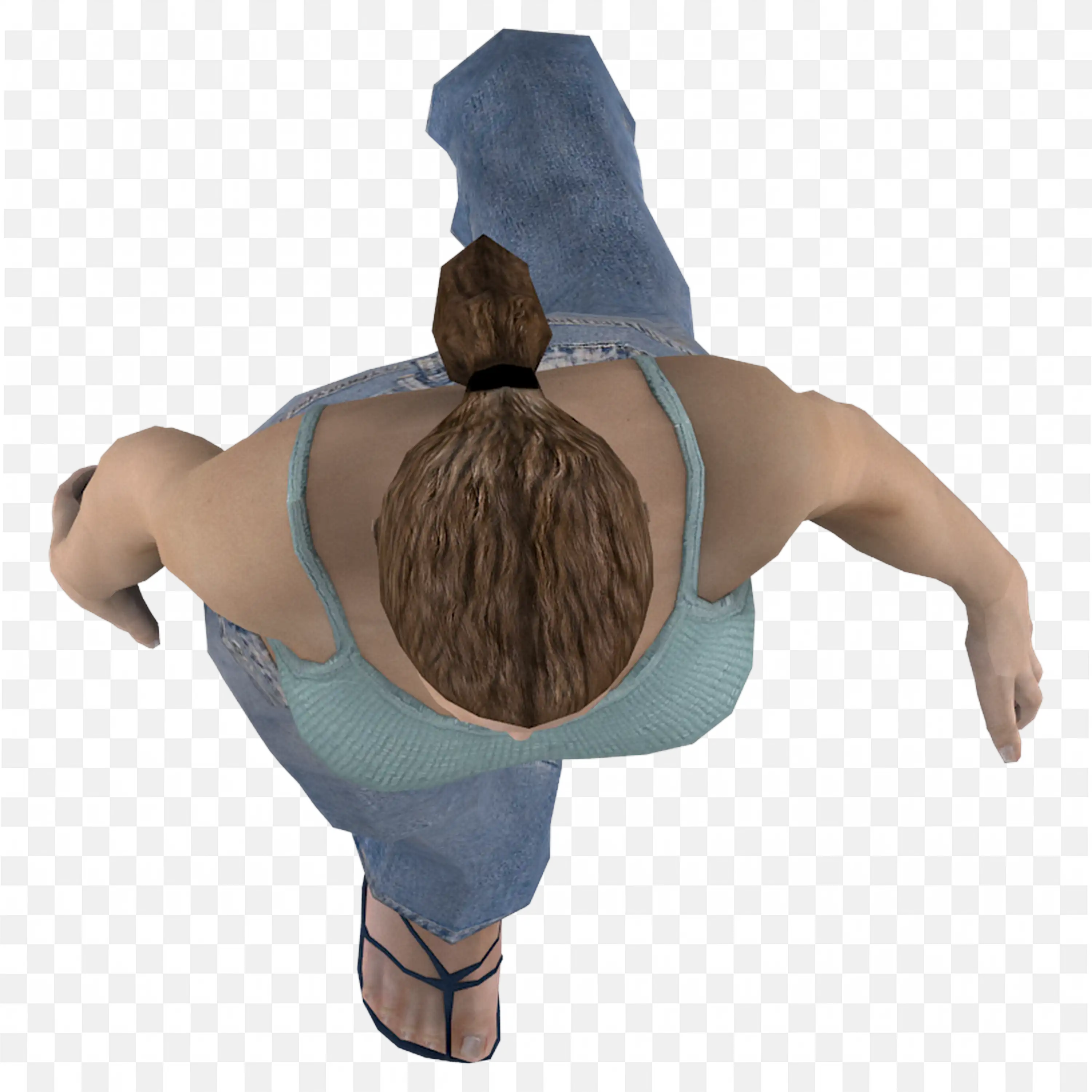 Woman in Blue Dress with Hair Bun Top View Free Png Download