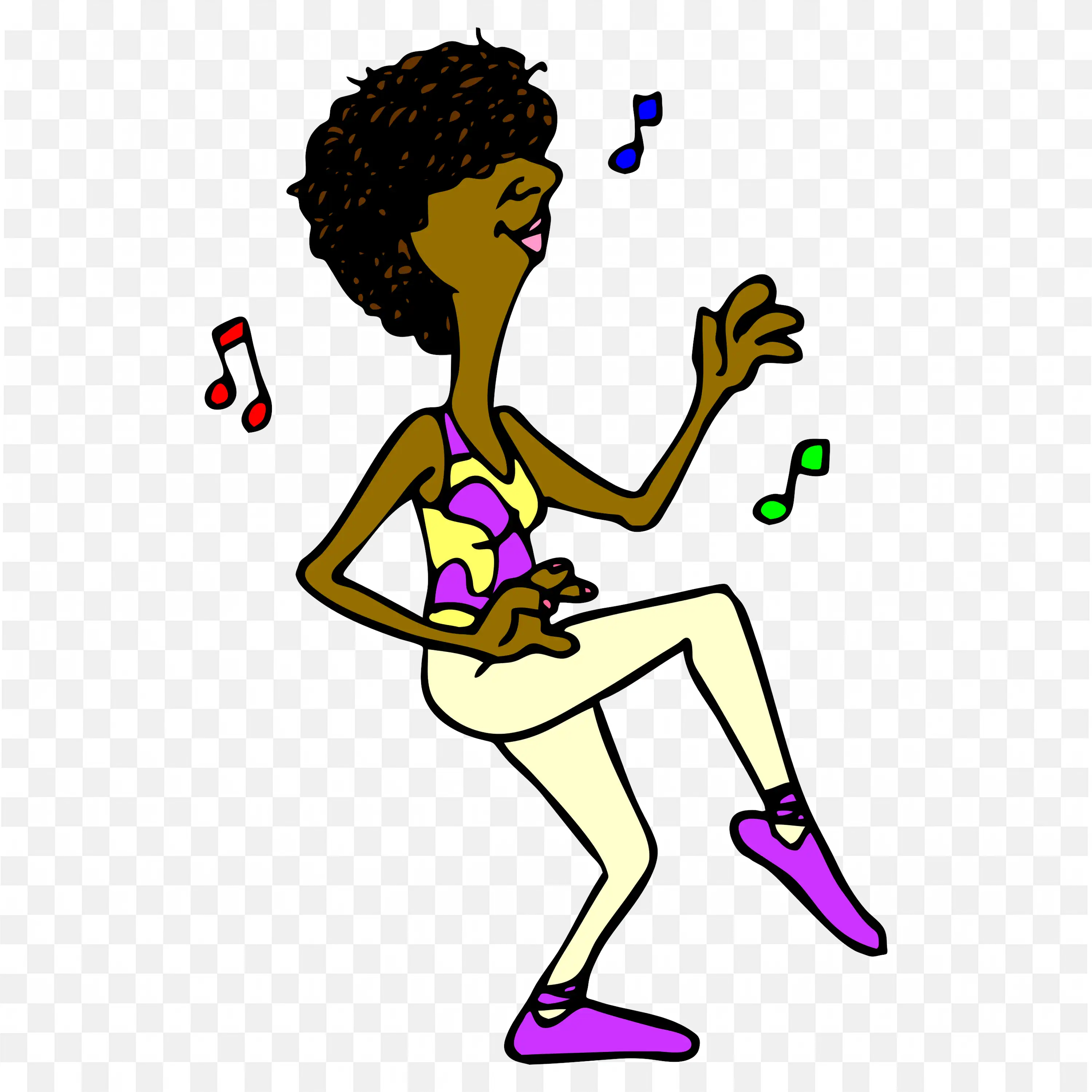 Woman Dancing Joyfully to Music Surrounded By Notes Png