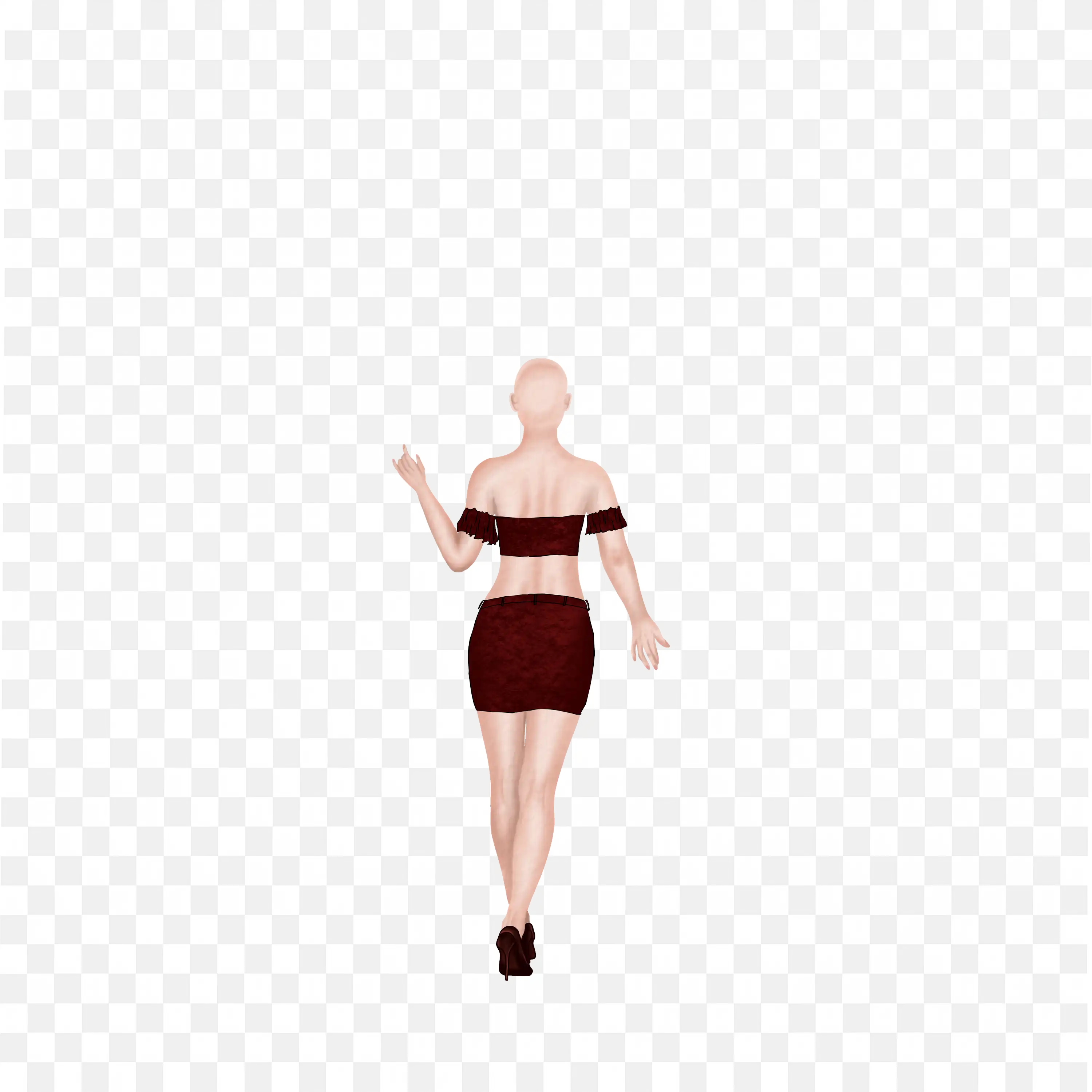 Woman in Red Dress with Heels Walking Forward Free Png Image