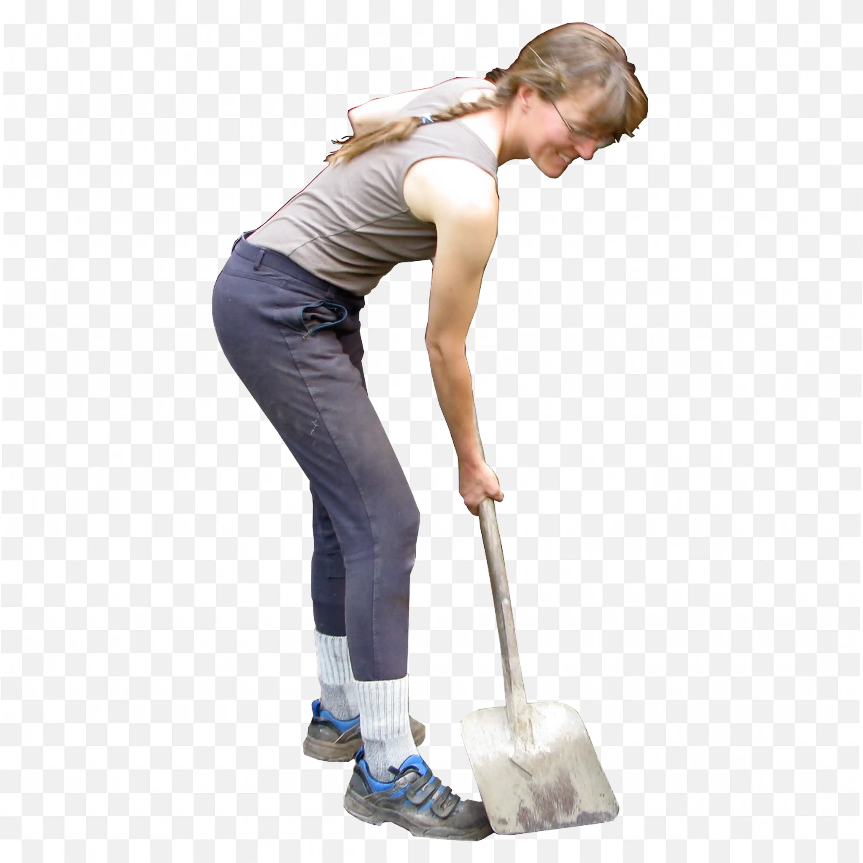 Woman Wearing Active Casualwear Is Digging the Soil Png