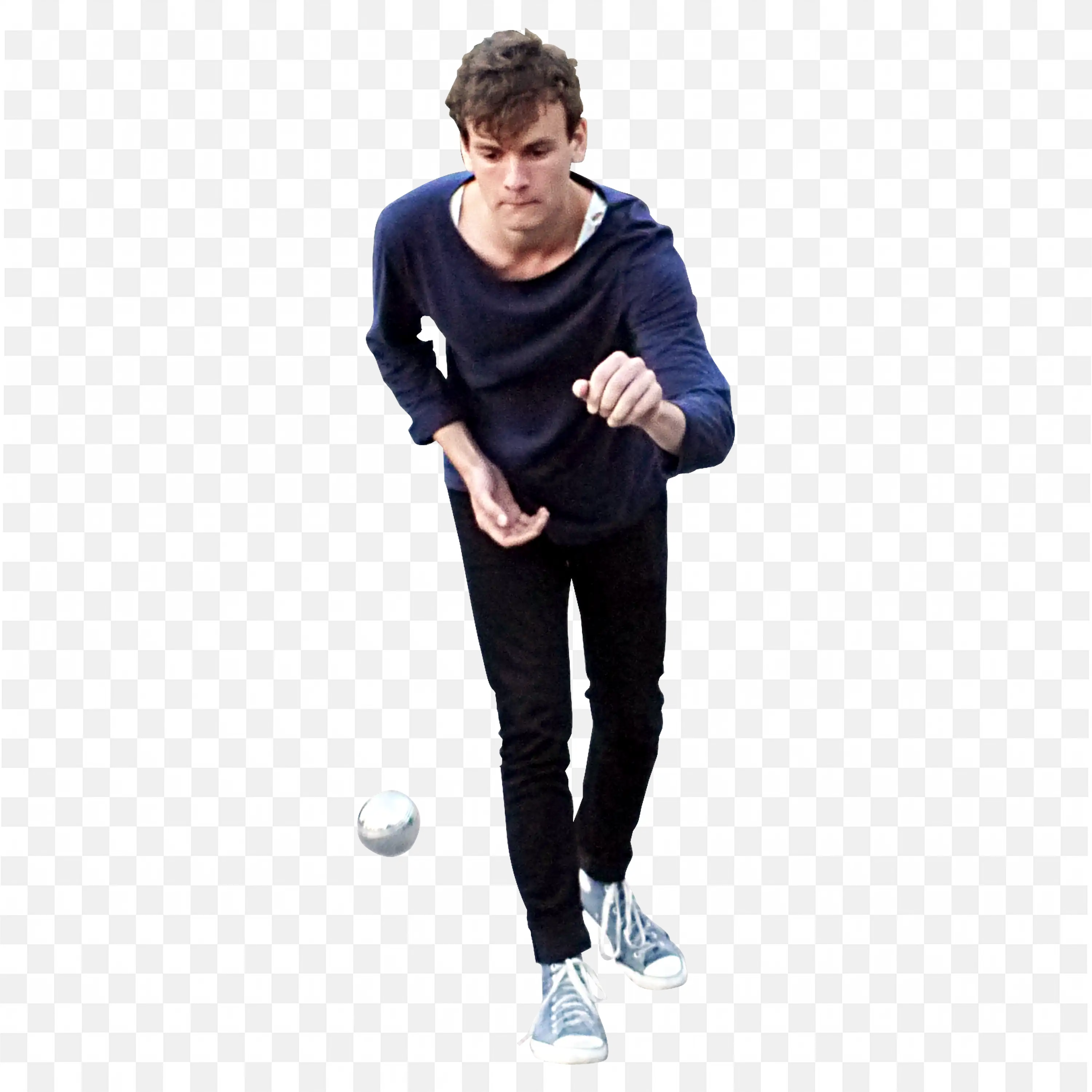 Young Man with Dark Shirt Playing Ball Game Free Png Image