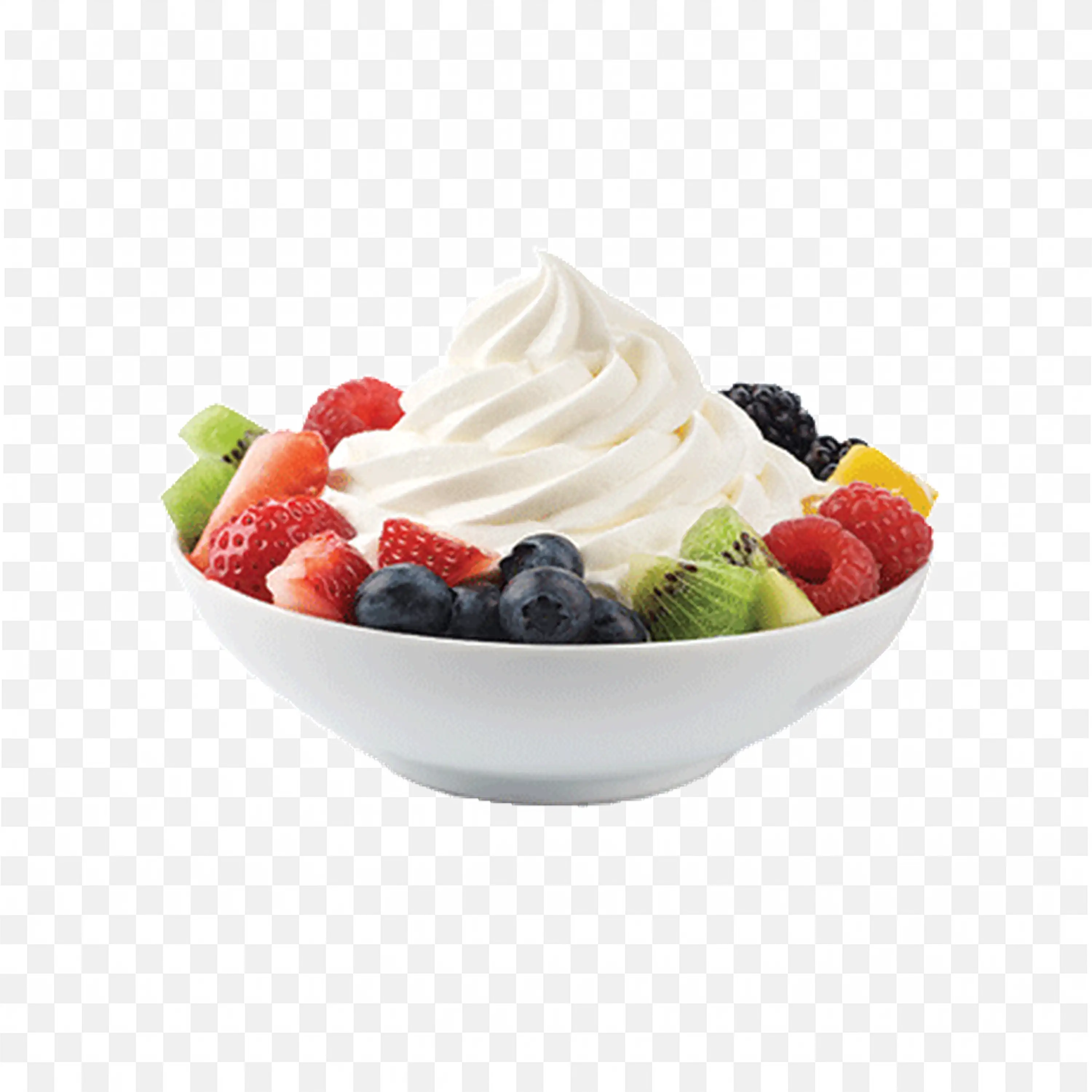 A Bowl of Colourful Fruits with Cream HD Free Png Download