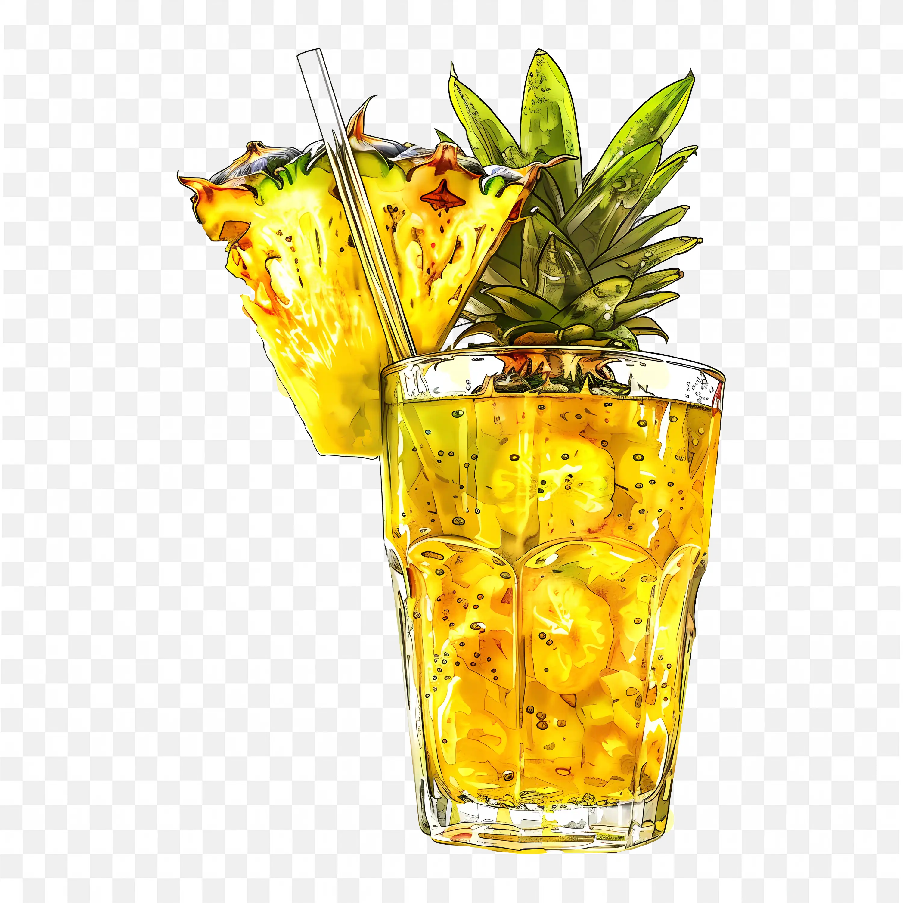 A Glass of Yellow Colour Pineapple Fruit Juice Free Png
