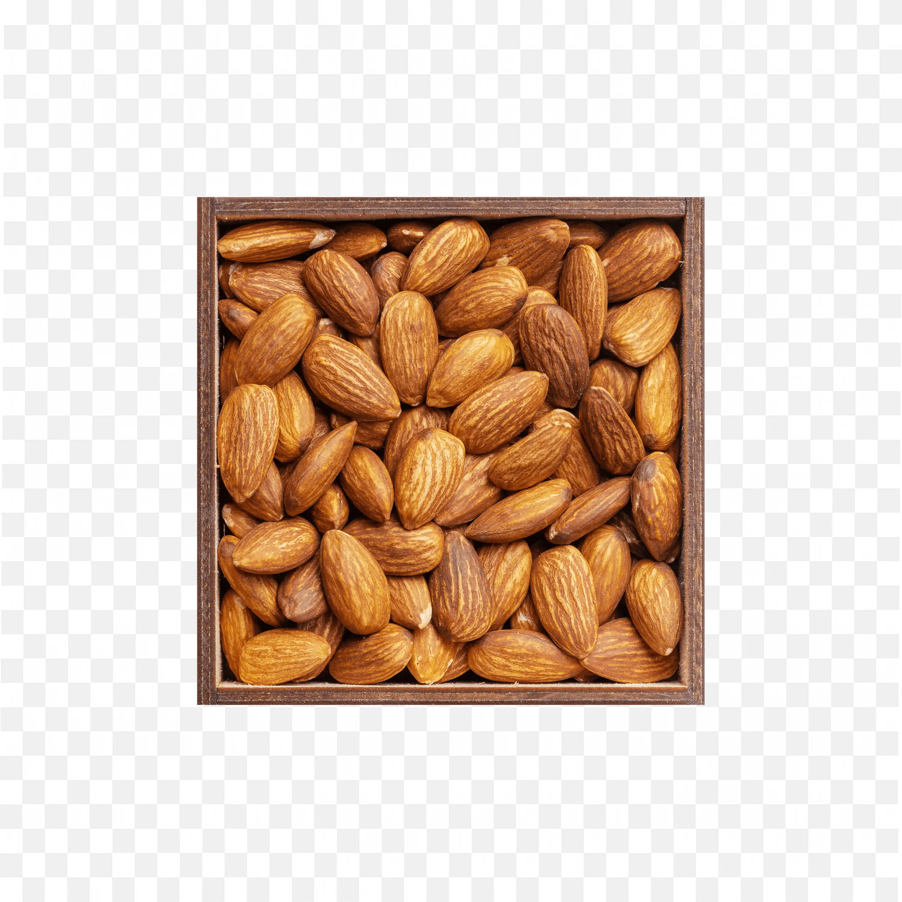 Almonds in Wooden Box Healthy Snack Free Png Download