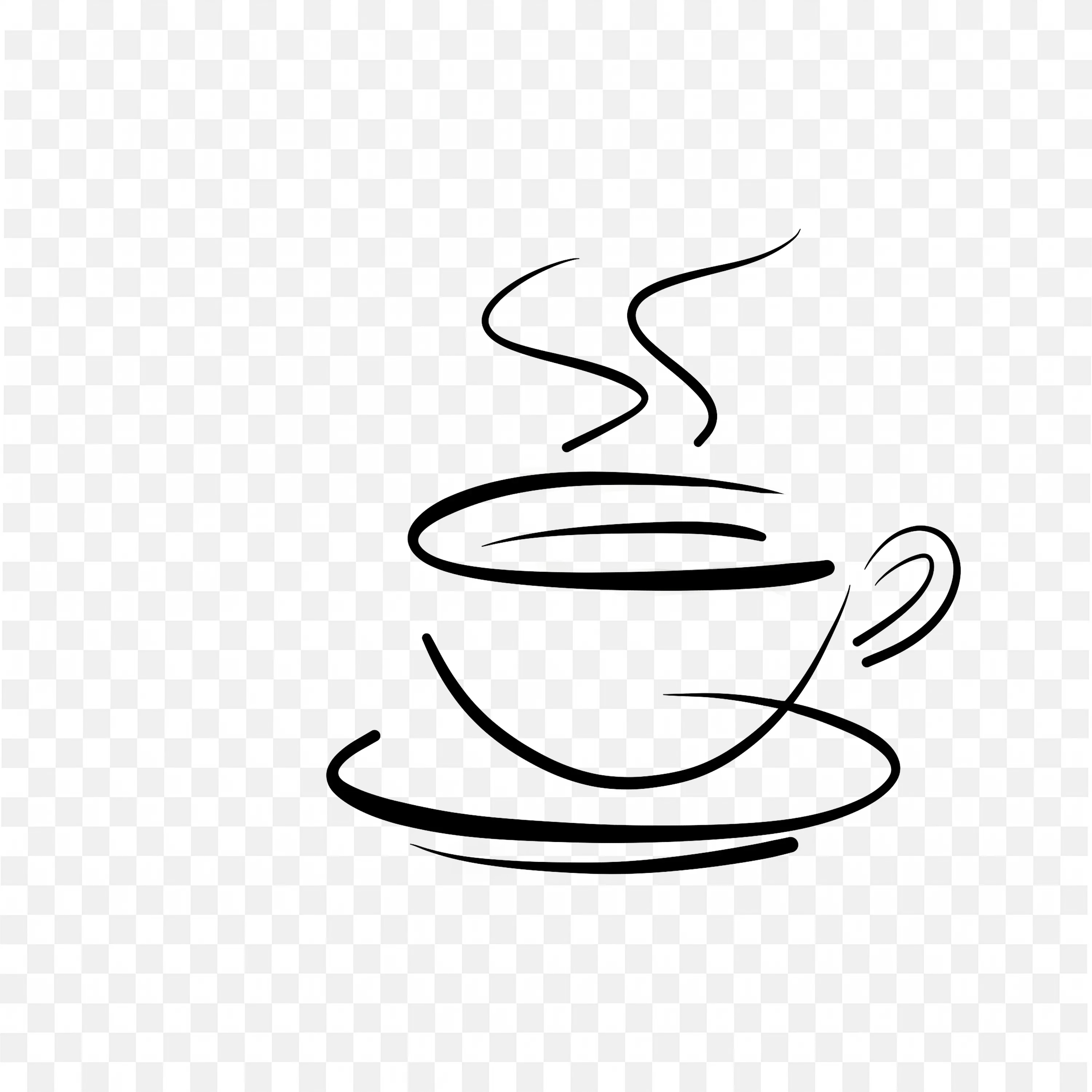 Black Simple Lines Forming a Coffee Cup and Stream Free Png