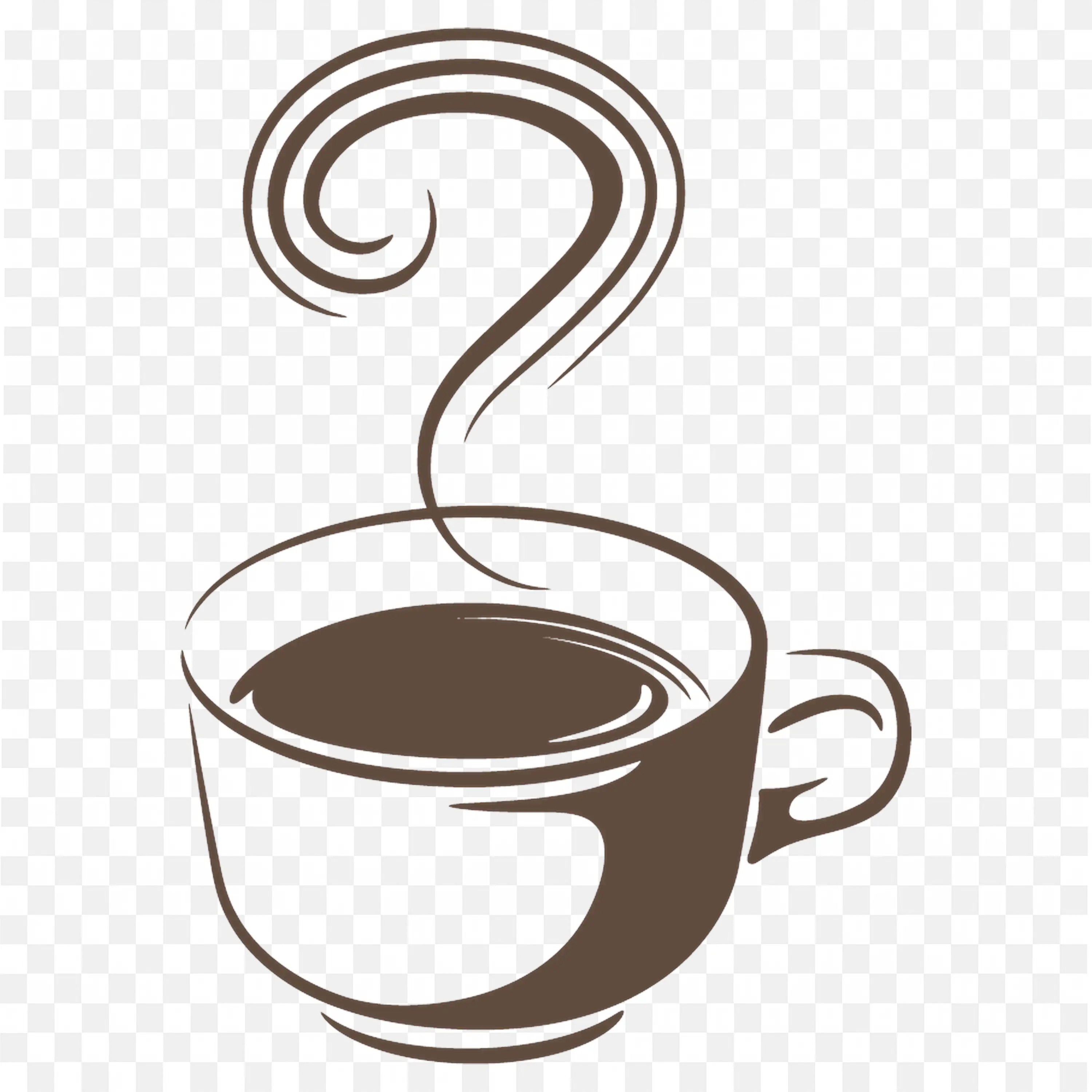 Brown Colour Coffee Cup with Steam Rising in Spiral Shape