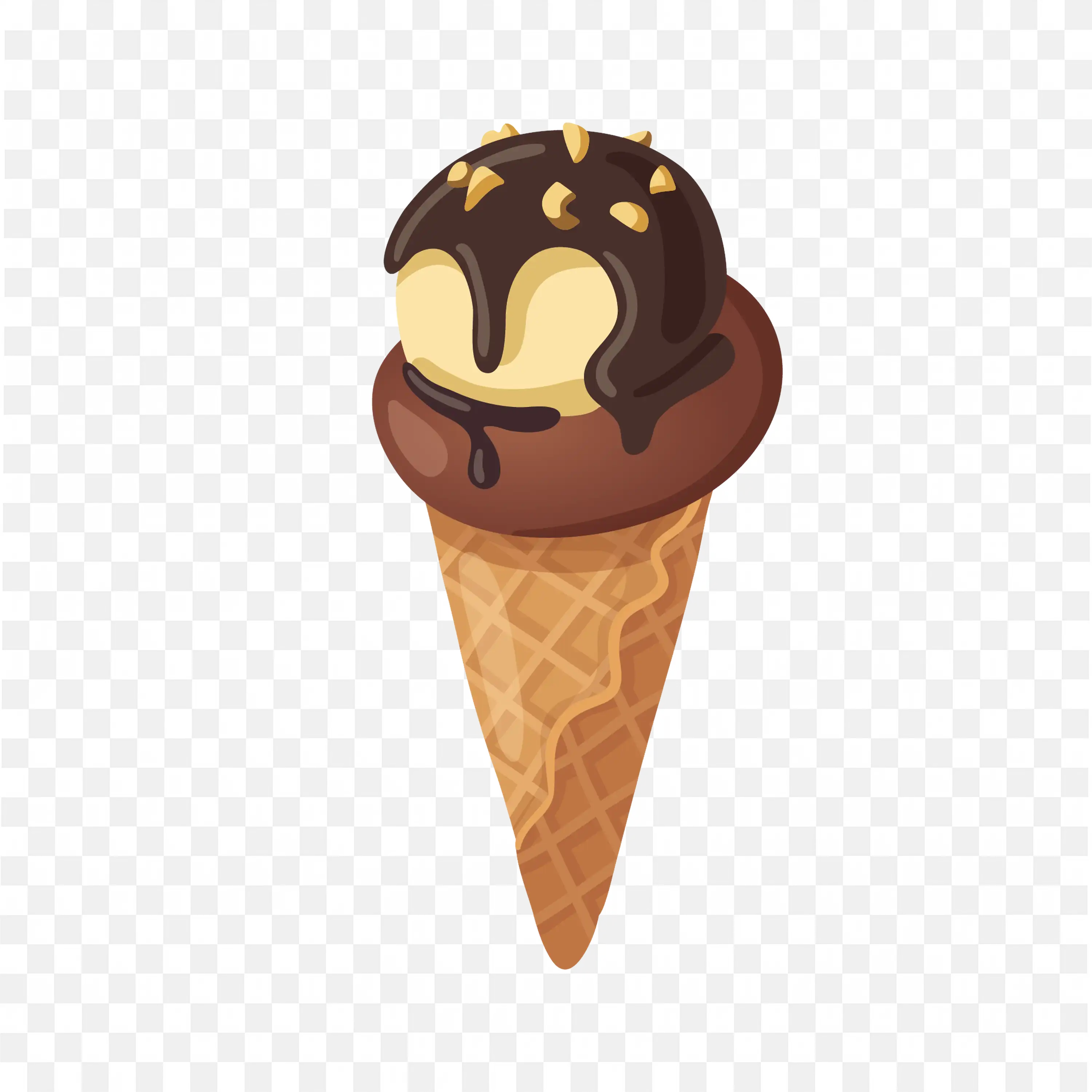 Chocolate Cone Ice Cream with Butterscotch and Nuts Png