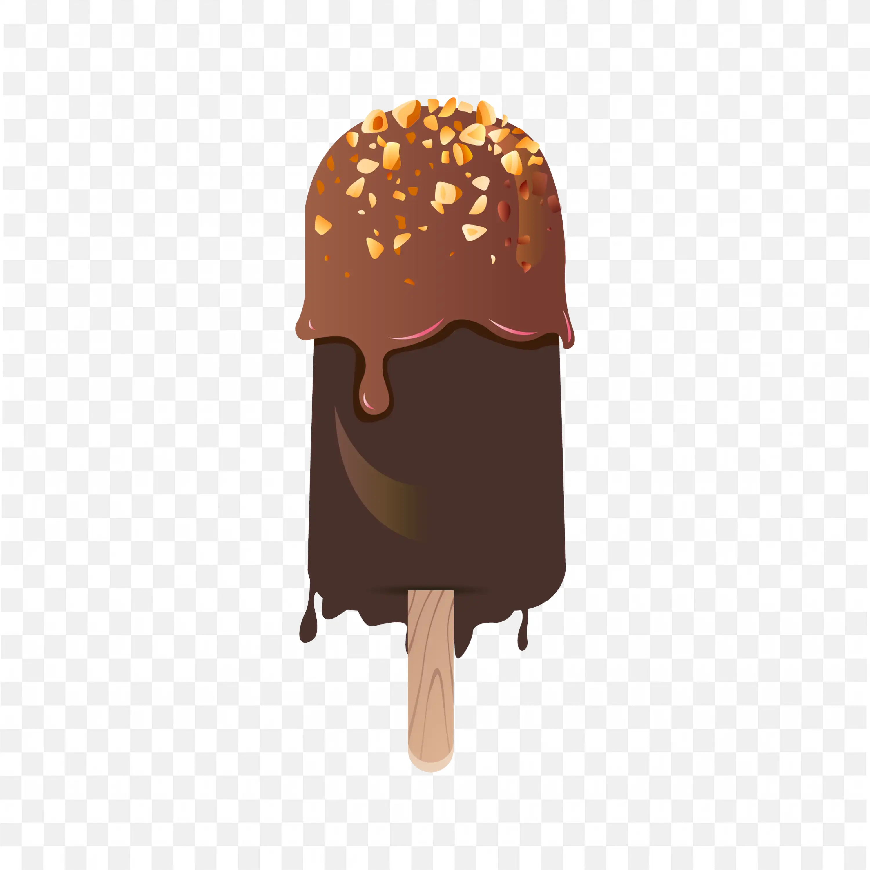 Chocolate Ice Cream with Caramel Topping and Nuts Free Png