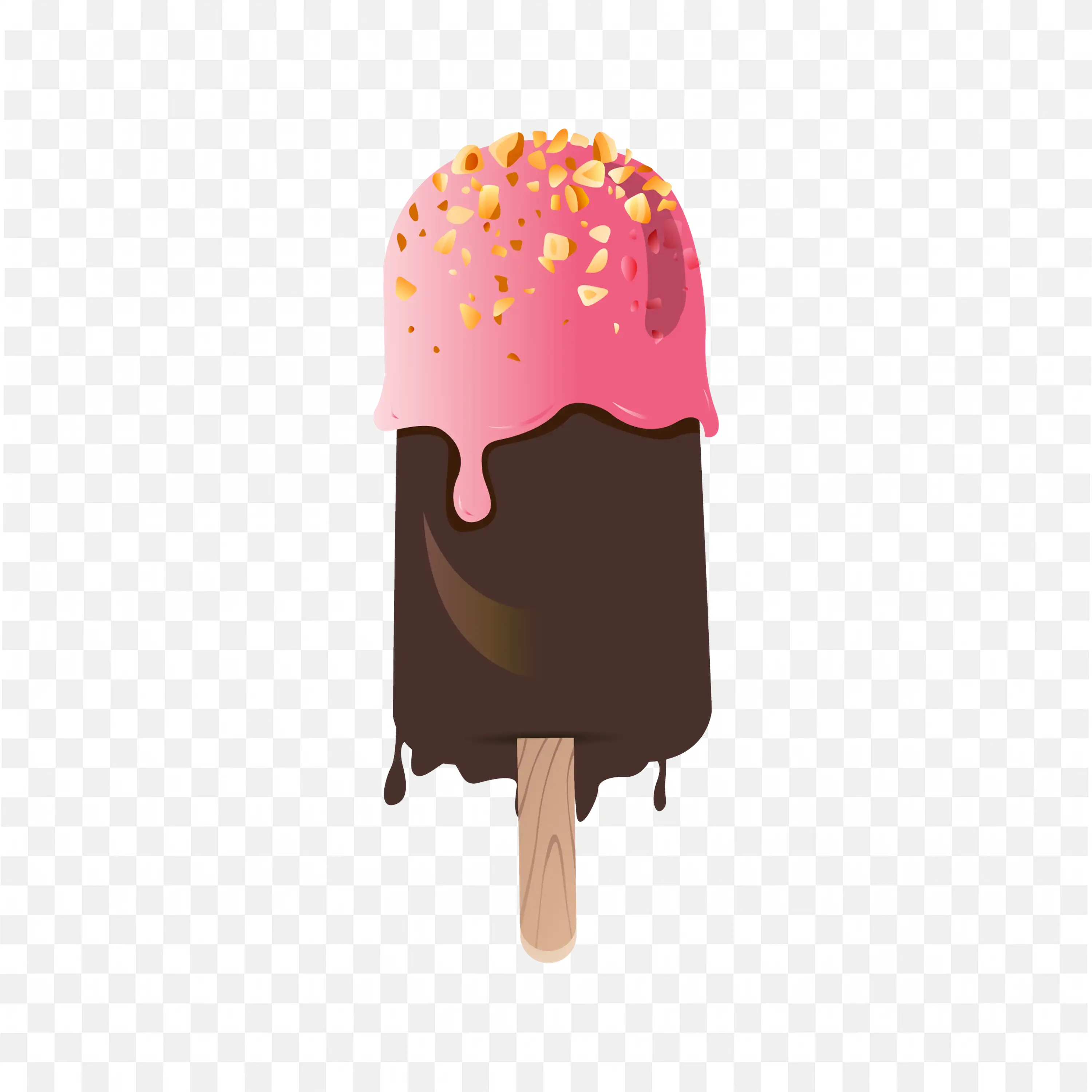 Chocolate Ice Cream with Strawberry and Nuts Toppings Png