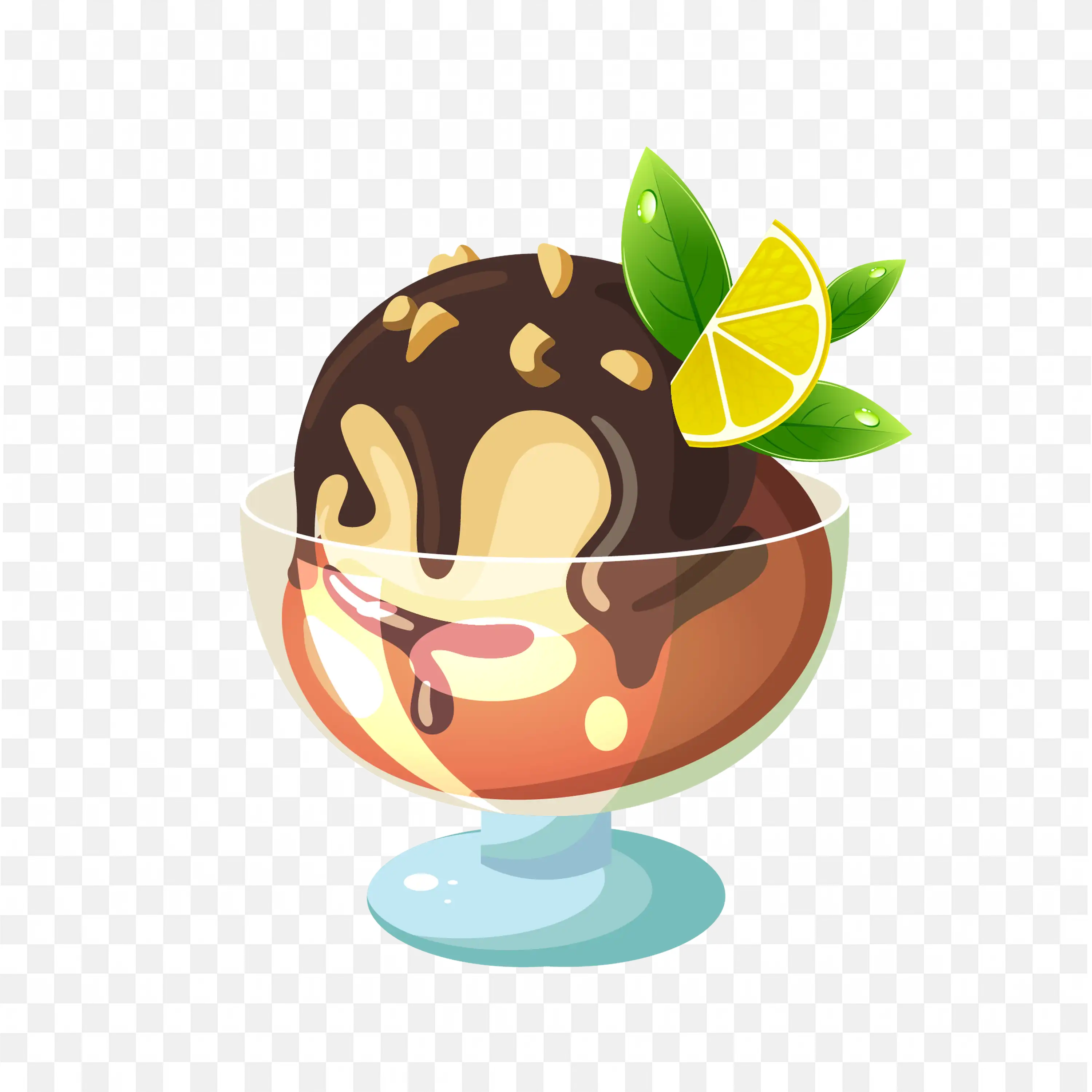 Chocolate Sundae with Vanilla Ice Cream Nuts Free Png Image