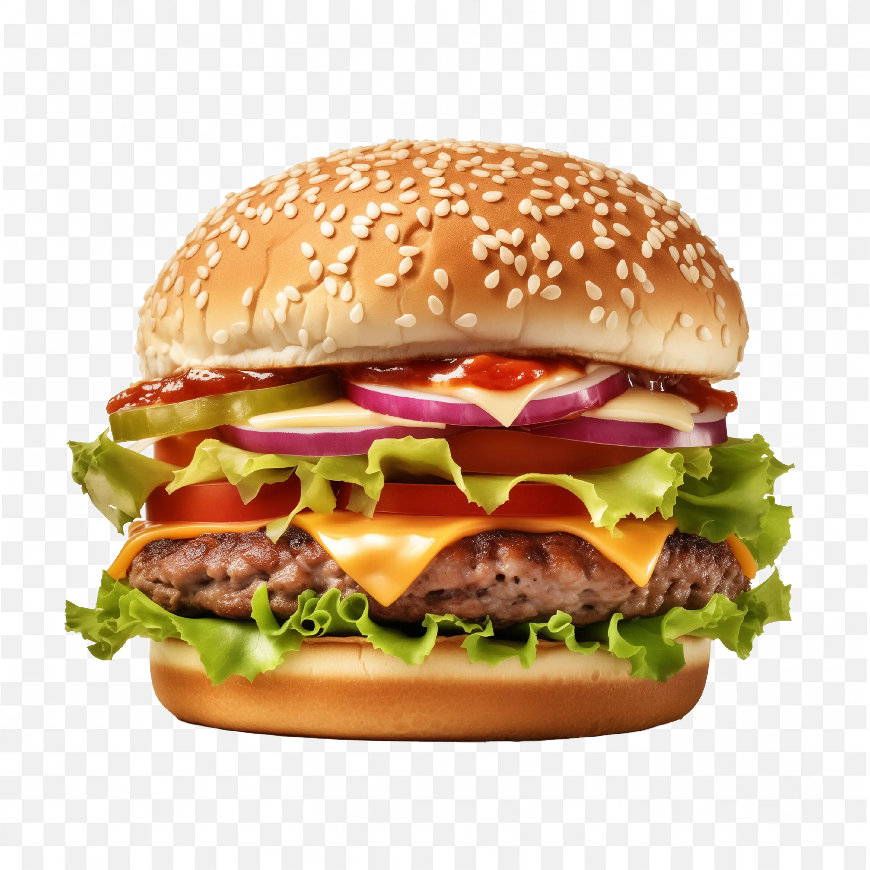 Classic Cheeseburger with Lettuce Tomato Onion and Cheese