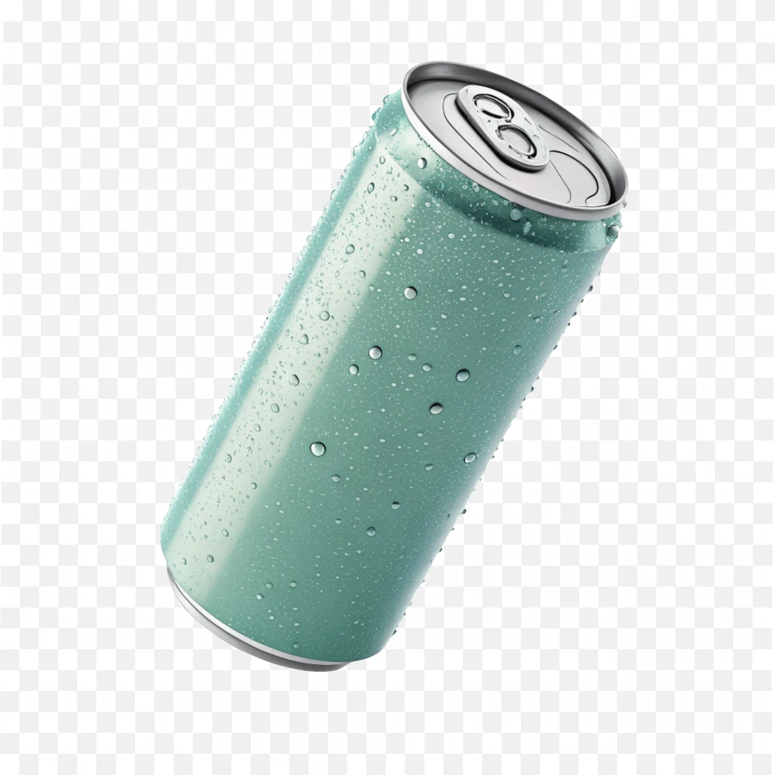 Cold Green Soda Can Covered with Water Droplets Png Image