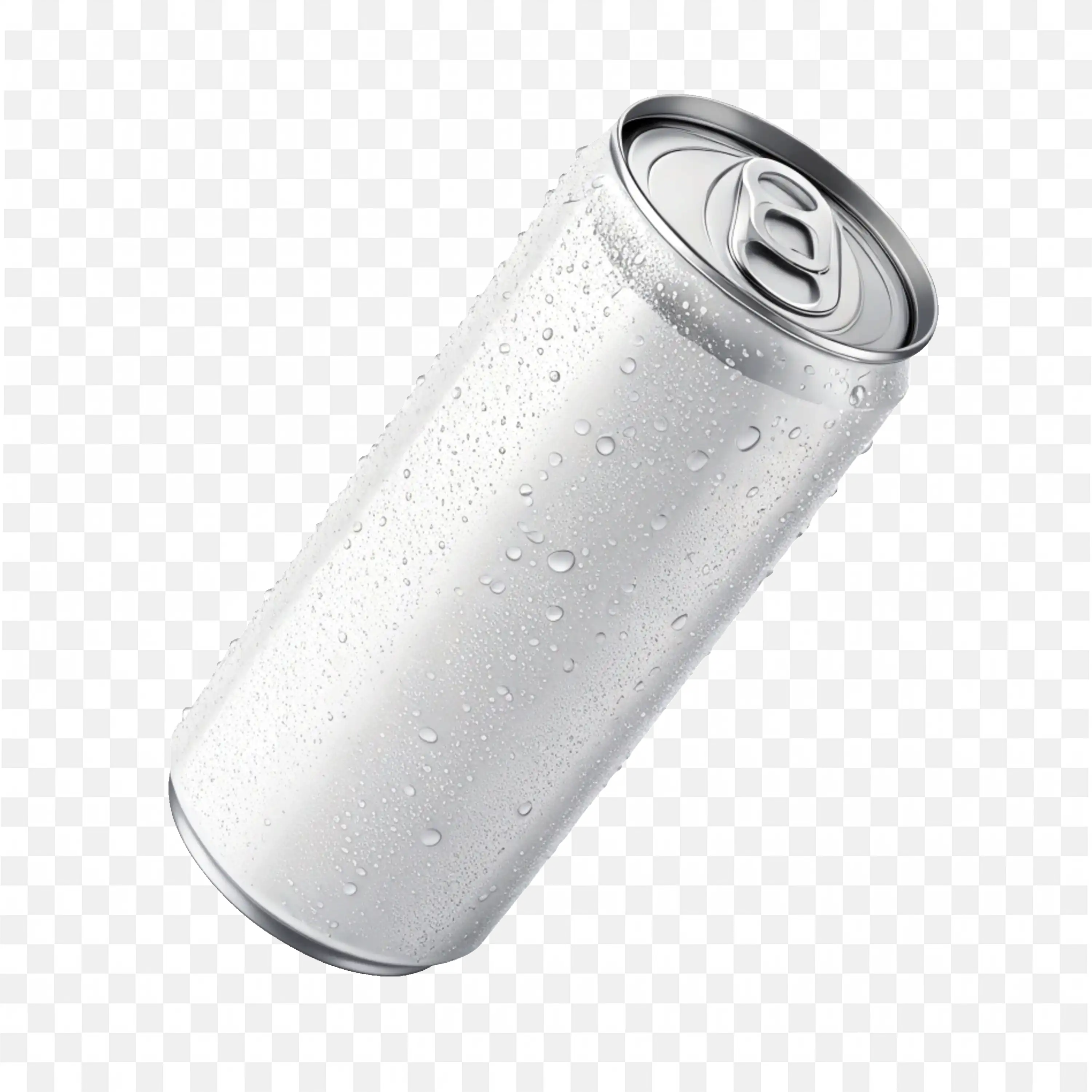 Cold Silver Tin Can with Water Droplets on Black Background