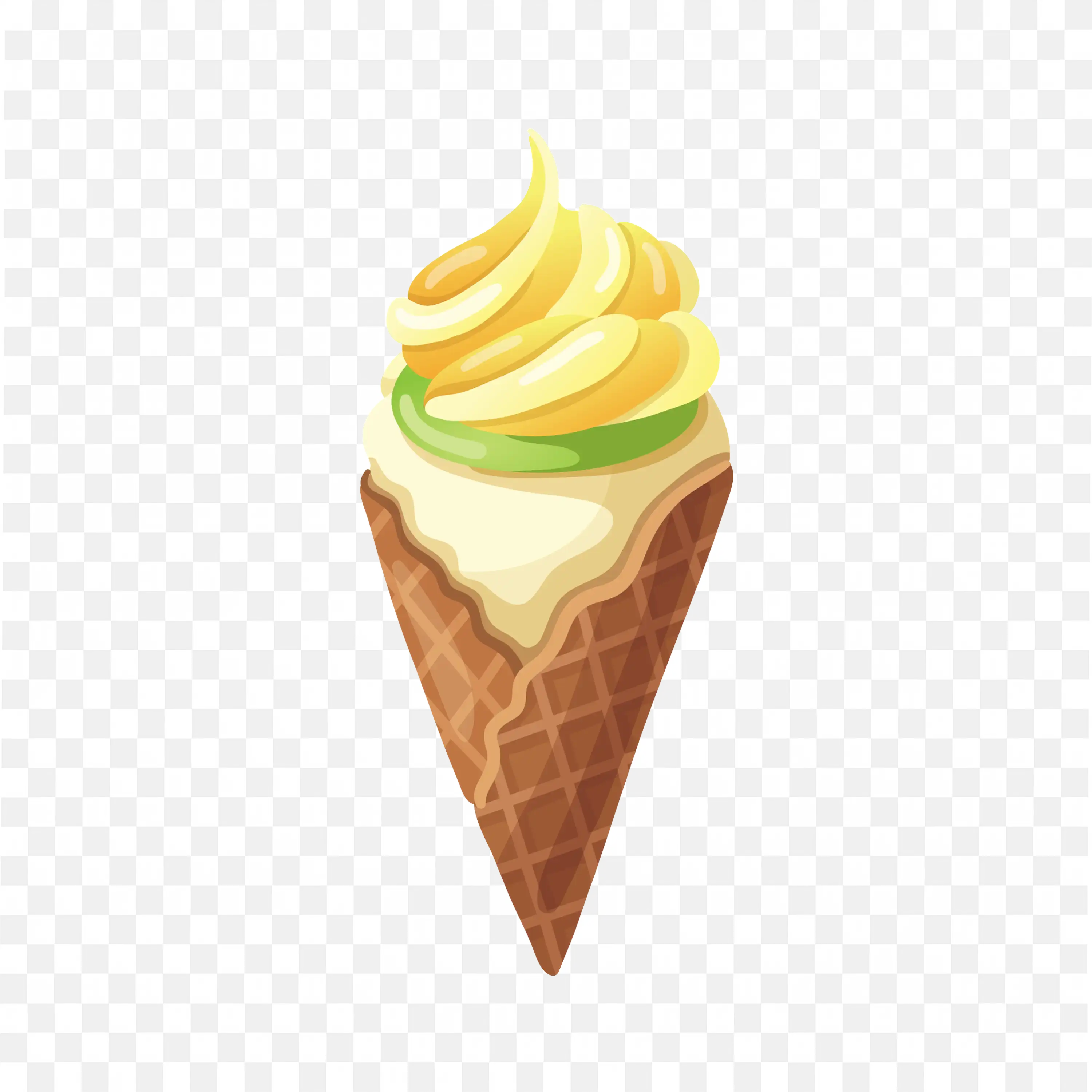 A Cone Ice Cream with Butter Scotch Toppings Free Png Image