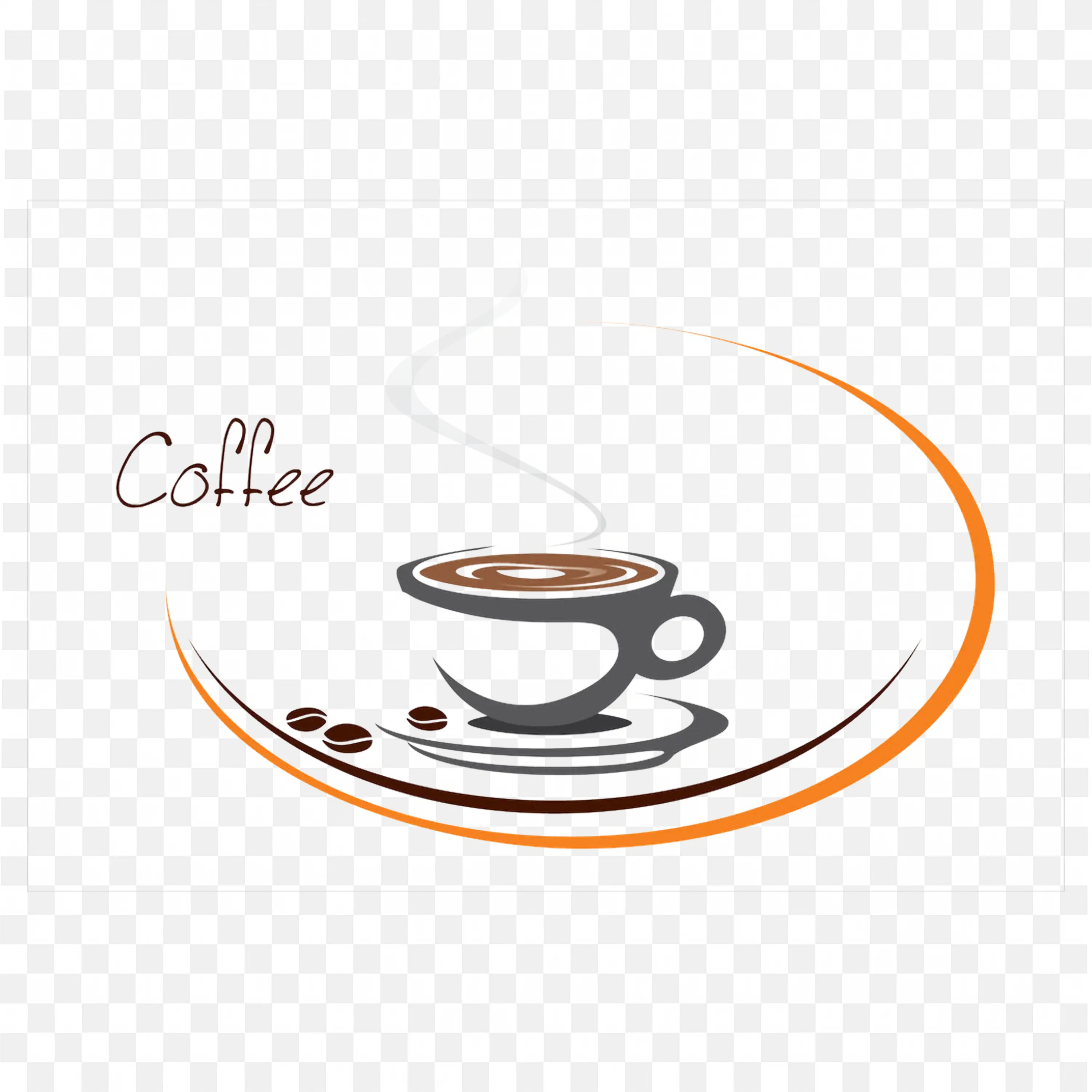 A Cup of Coffee with Coffee Beans and Text Logo HD Free Png