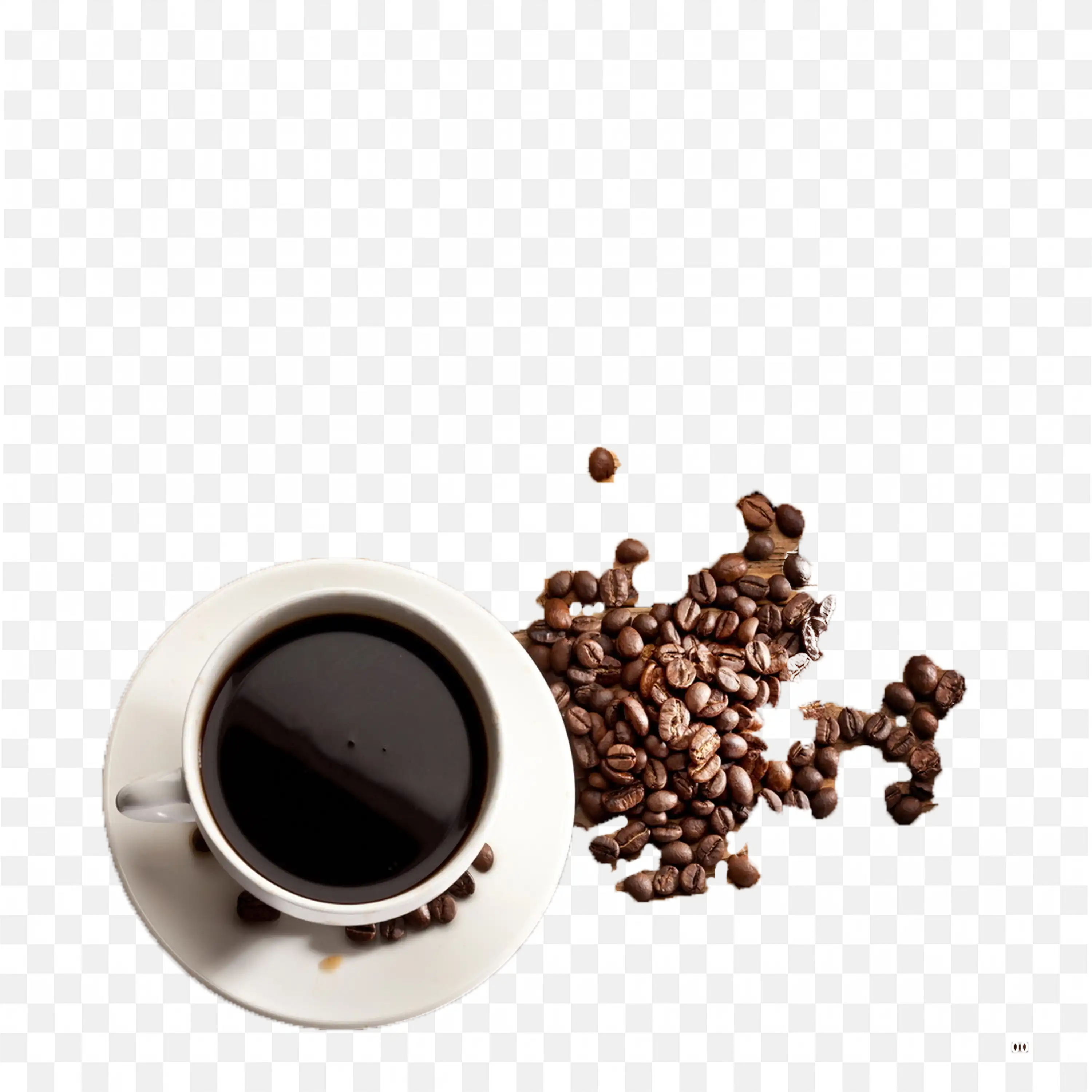 A Cup of Thick Coloured Coffee with Coffee Beans Png Image