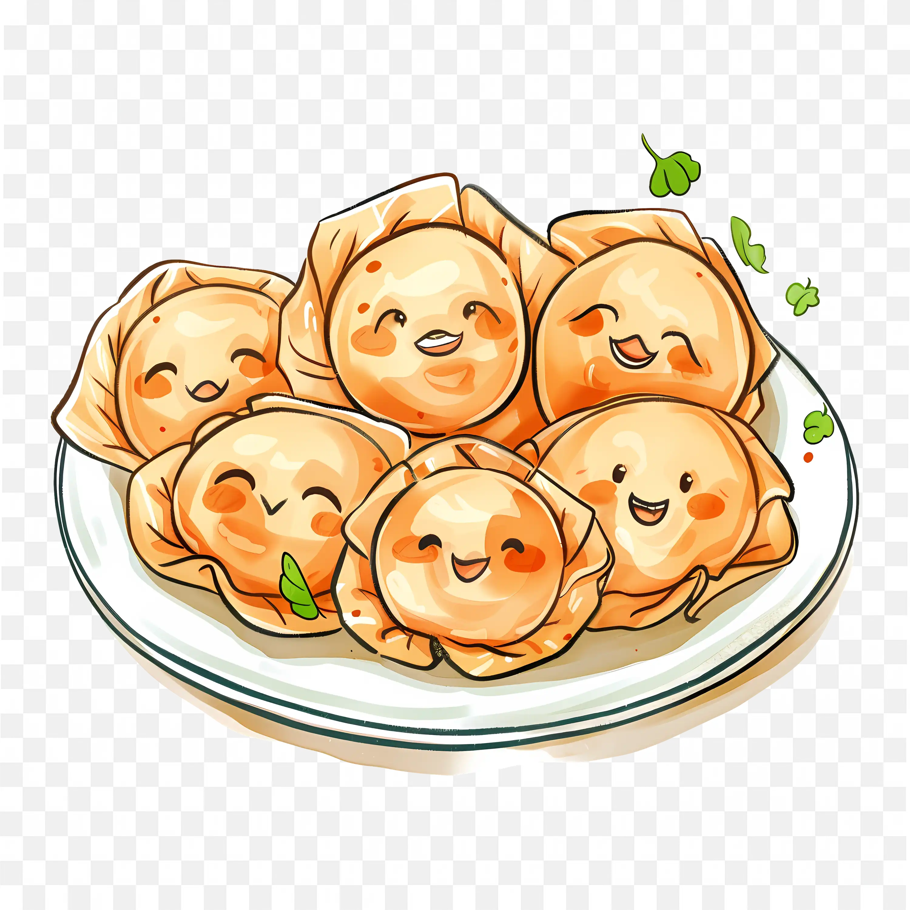 Cute and Happy Cartoon Dumplings Free Png Image Download