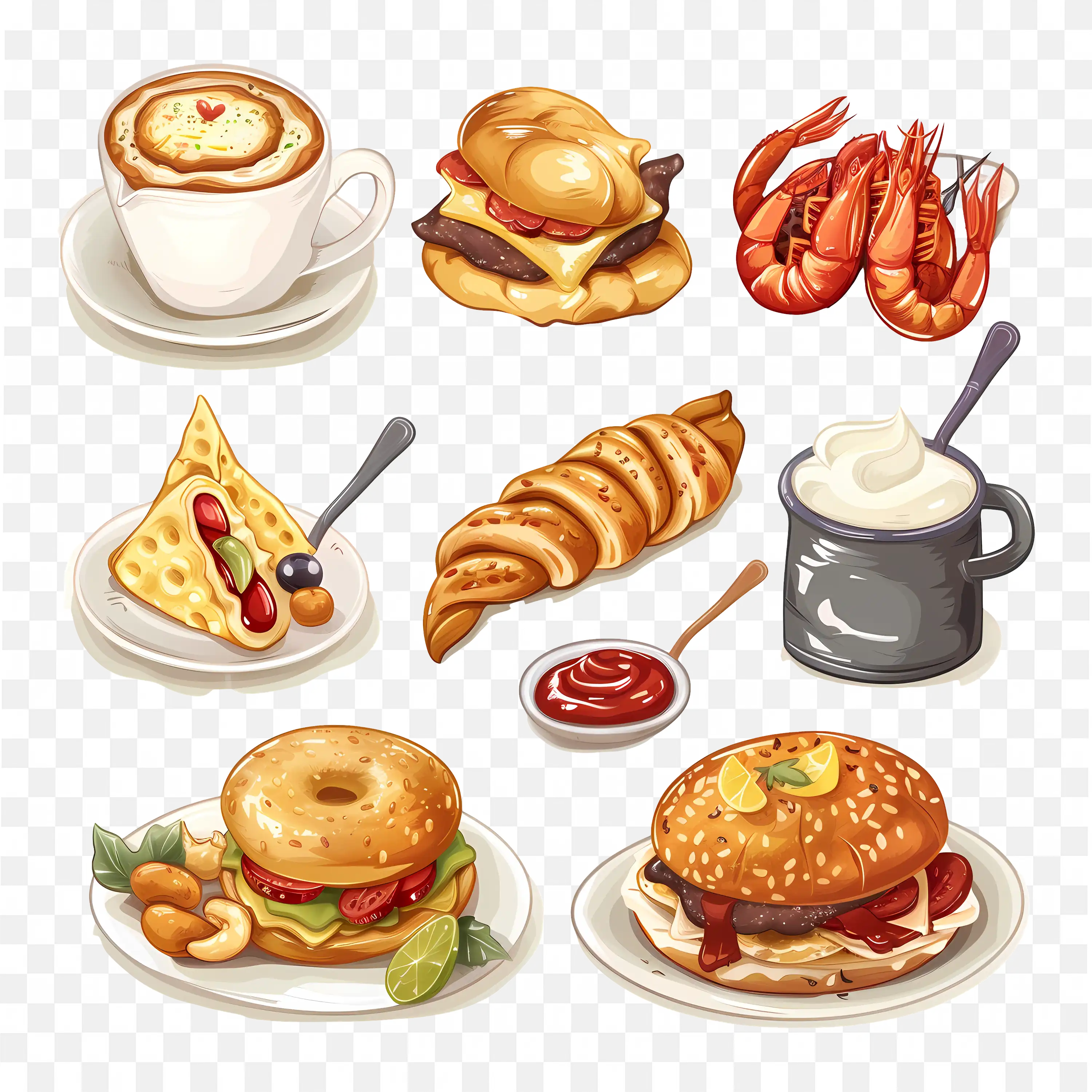 Delicious Variety of Breakfast and Snack Foods Free Png