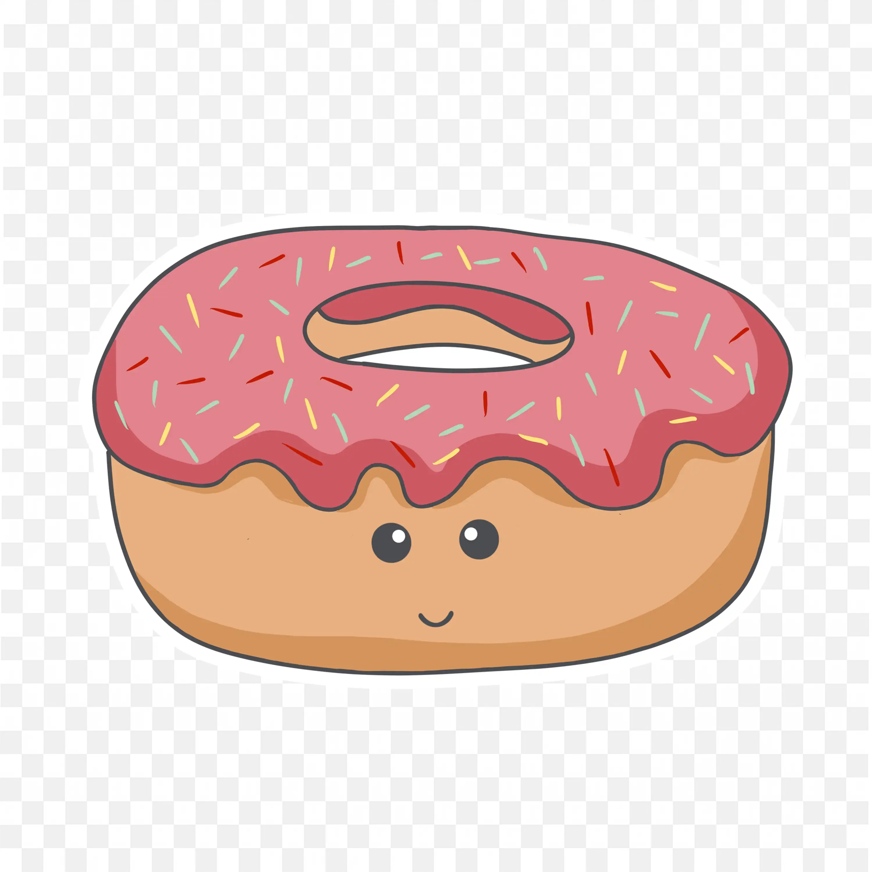 Donut Cake with Cartoon Face Cute Reaction Free Png