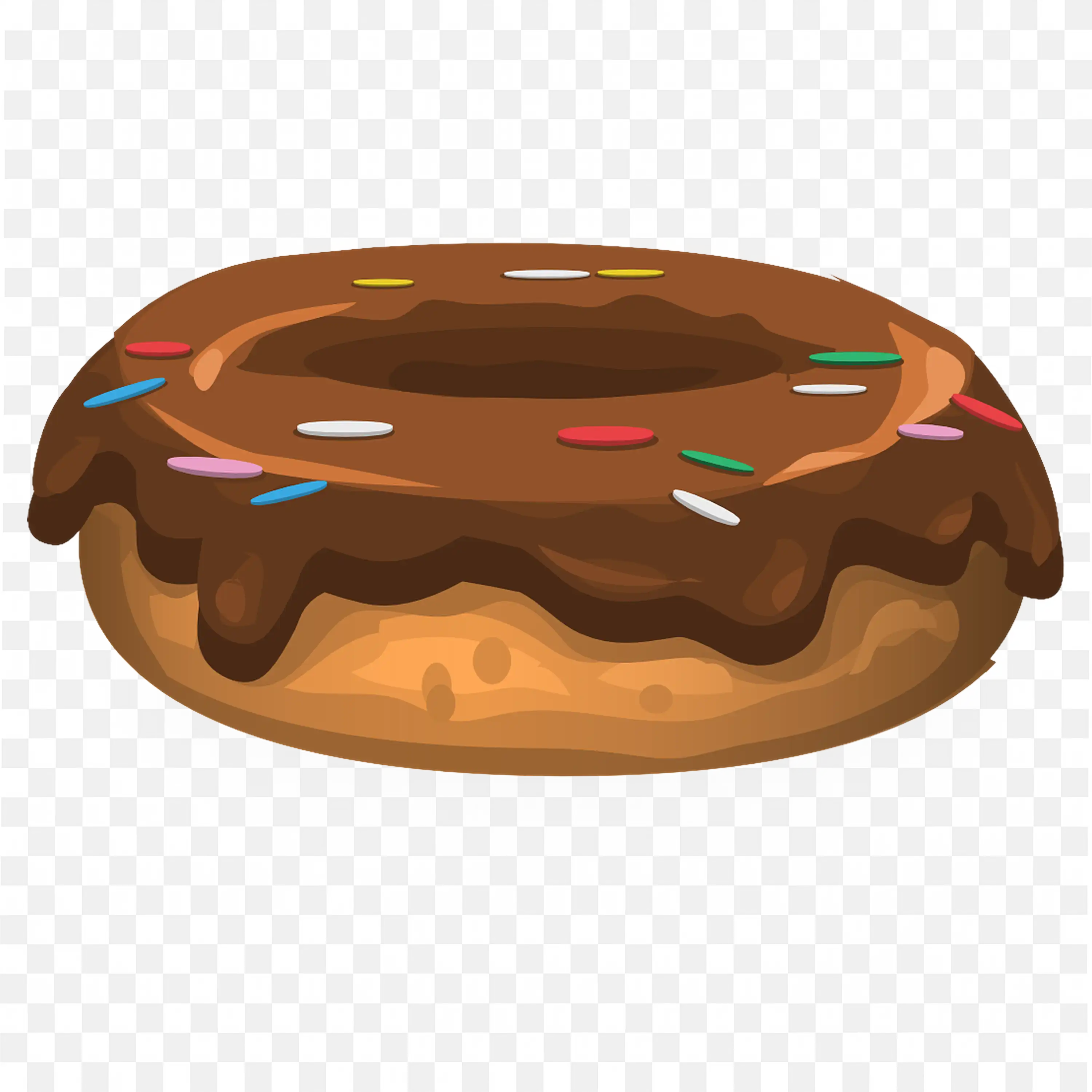 Donut Topped with Chocolate Glaze and Colorful Sprinkles Png