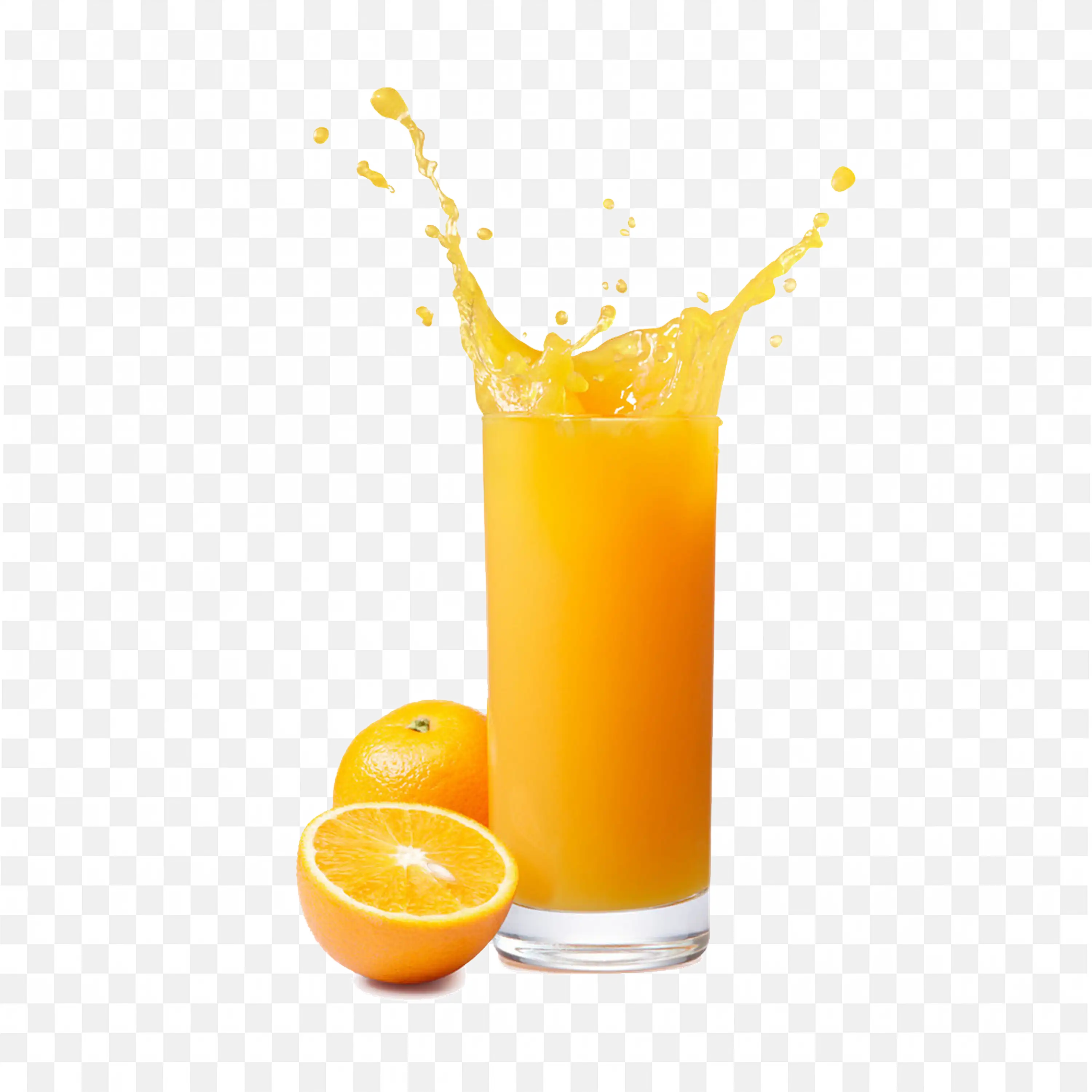 Fresh Orange Juice Splash with Sliced Oranges HD Png Image