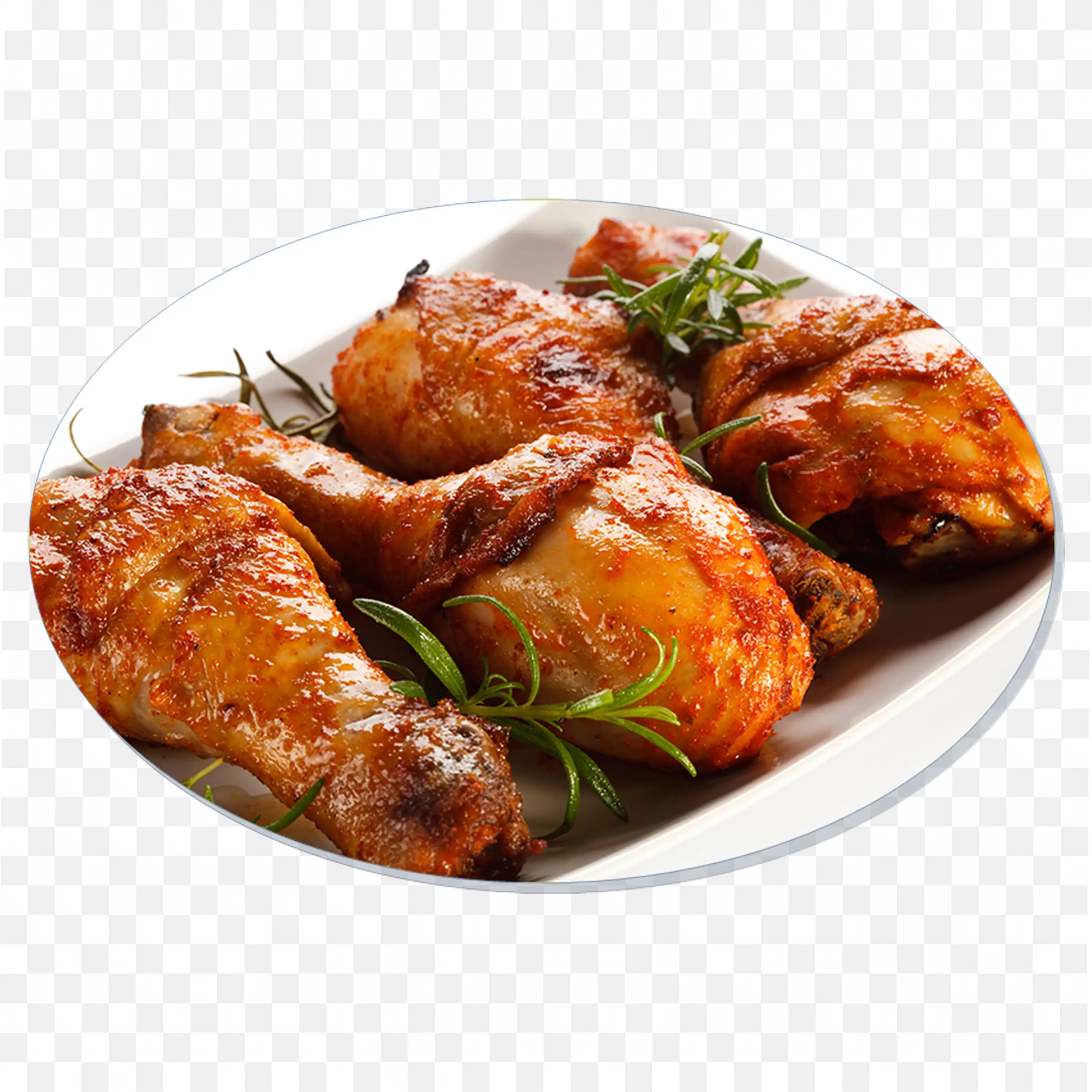 Fried Chicken with Rich Orange Color on Plate Free Png Image