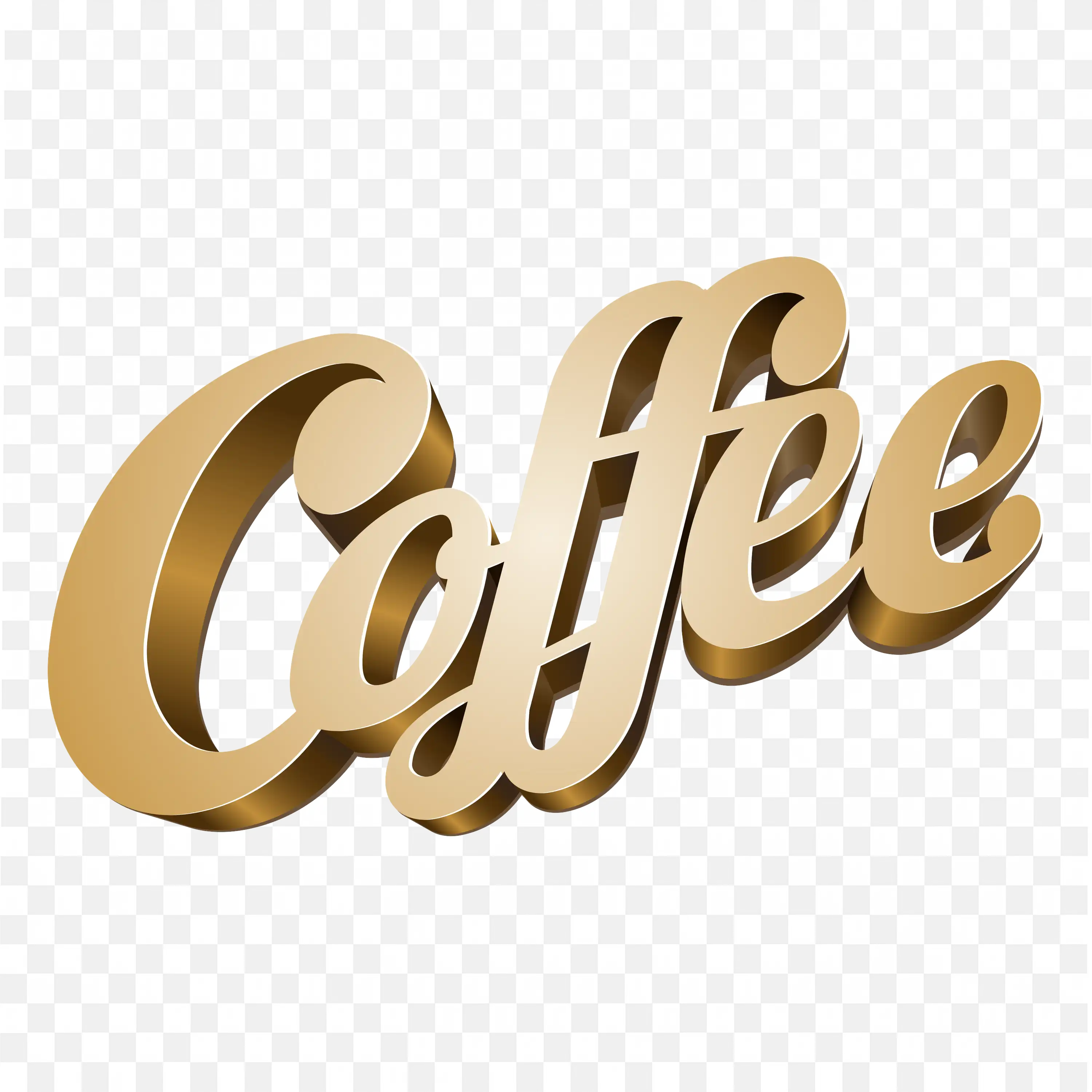Golden Brown Colour Coffee 3D Text Free Png Image Download