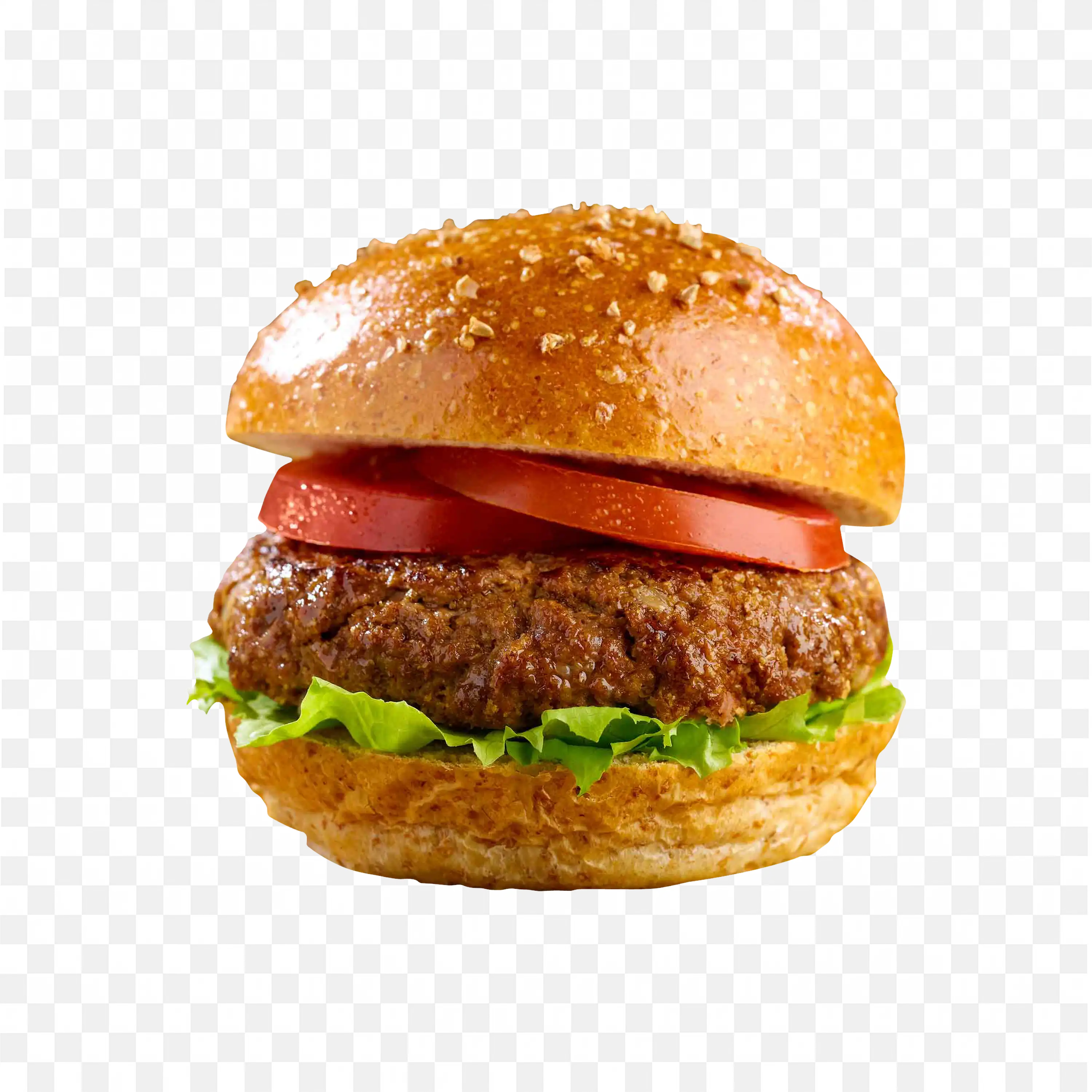 Juicy Beef Burger with Fresh Tomato and Crisp Png Image