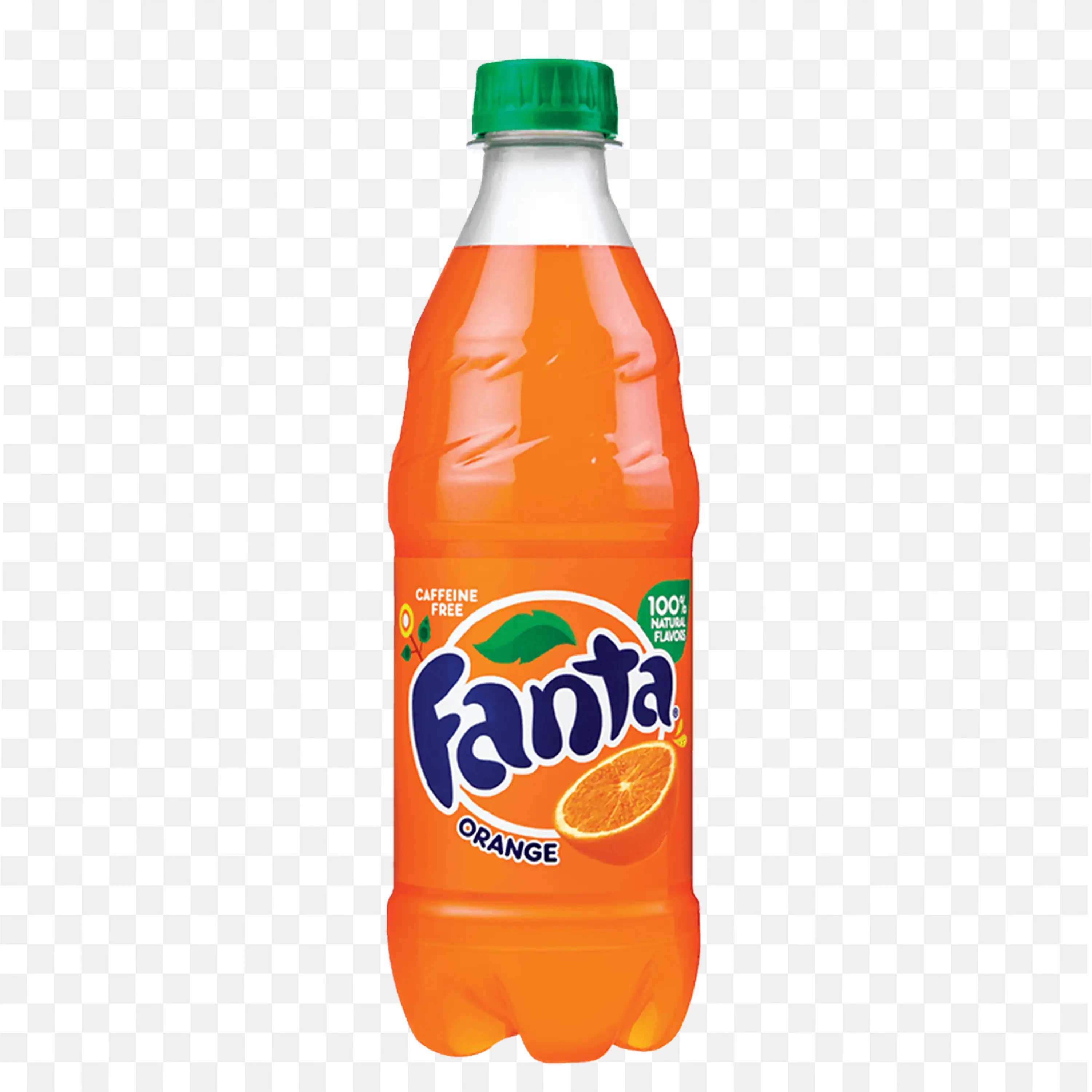 Orange Flavor Caffeine Free Fanta Juice in Small Bottle Png