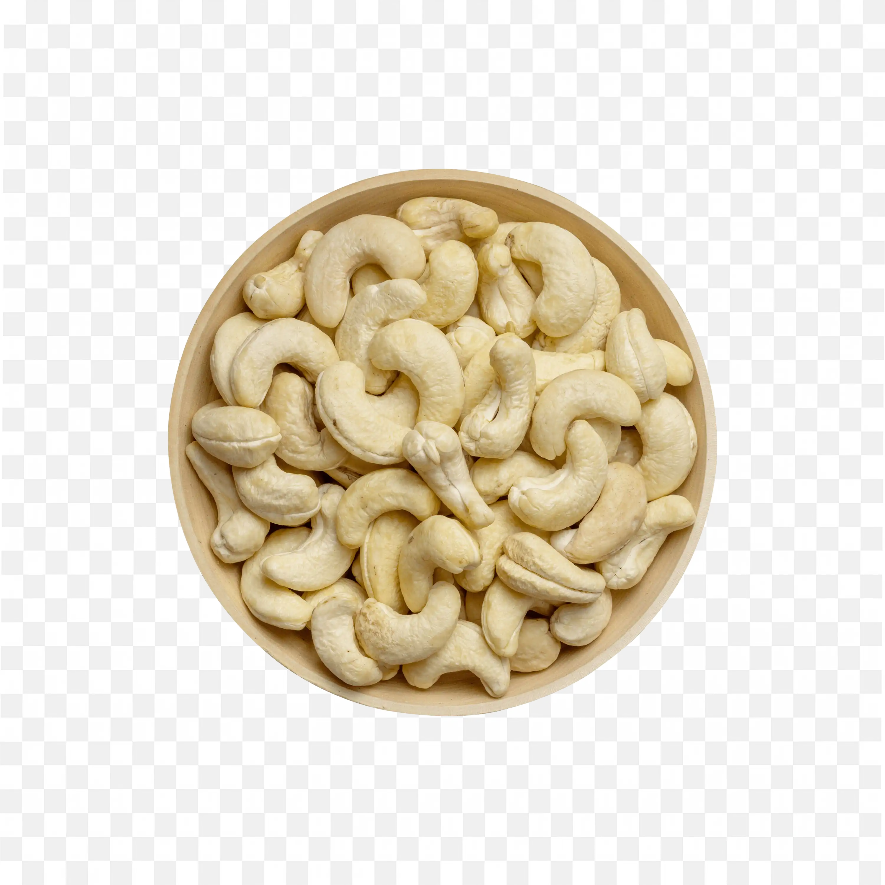 Raw Cashew Nuts in Wooden Bowl HD Free Png Image Download