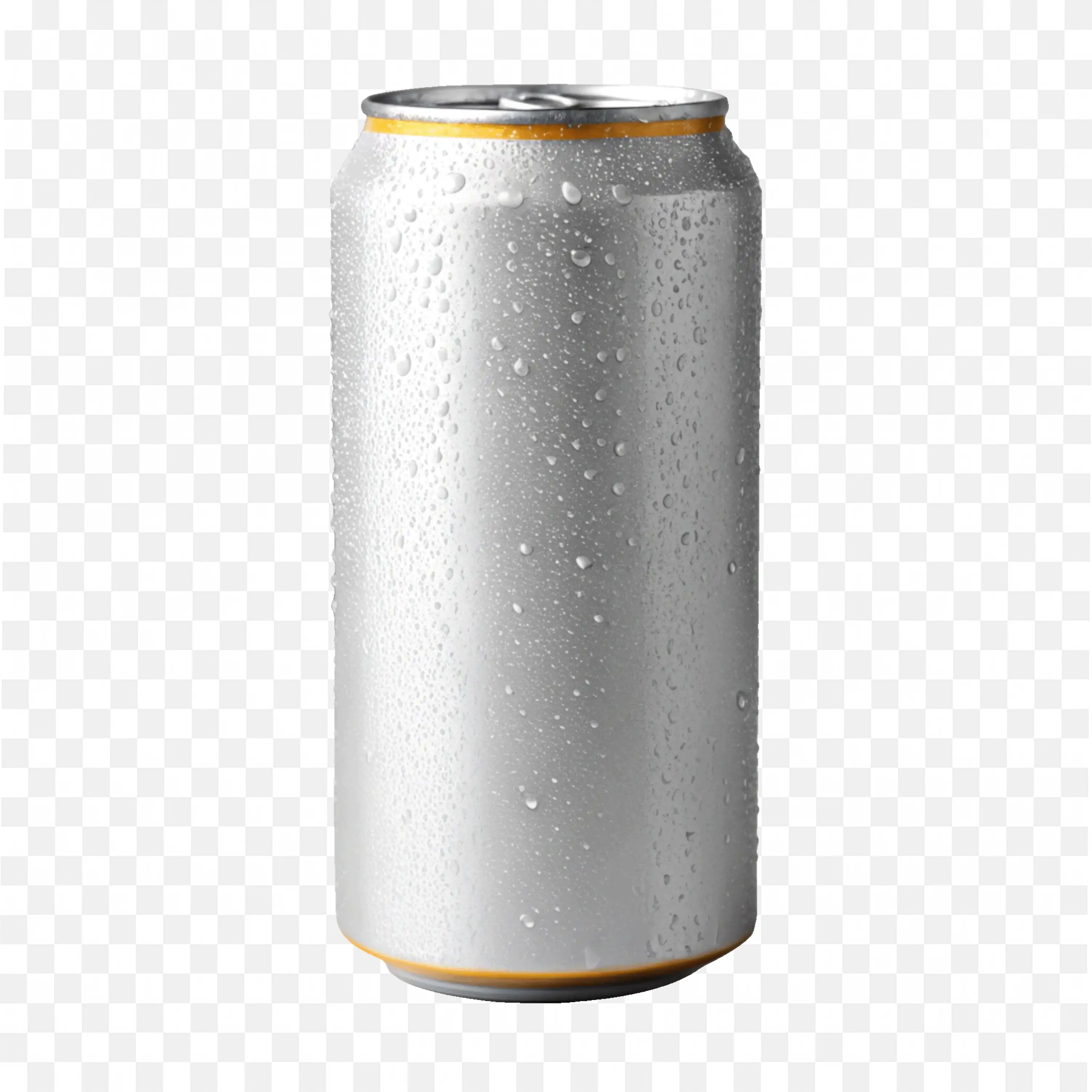 Refreshing Cold Silver Soda Can Covered in Water Droplets