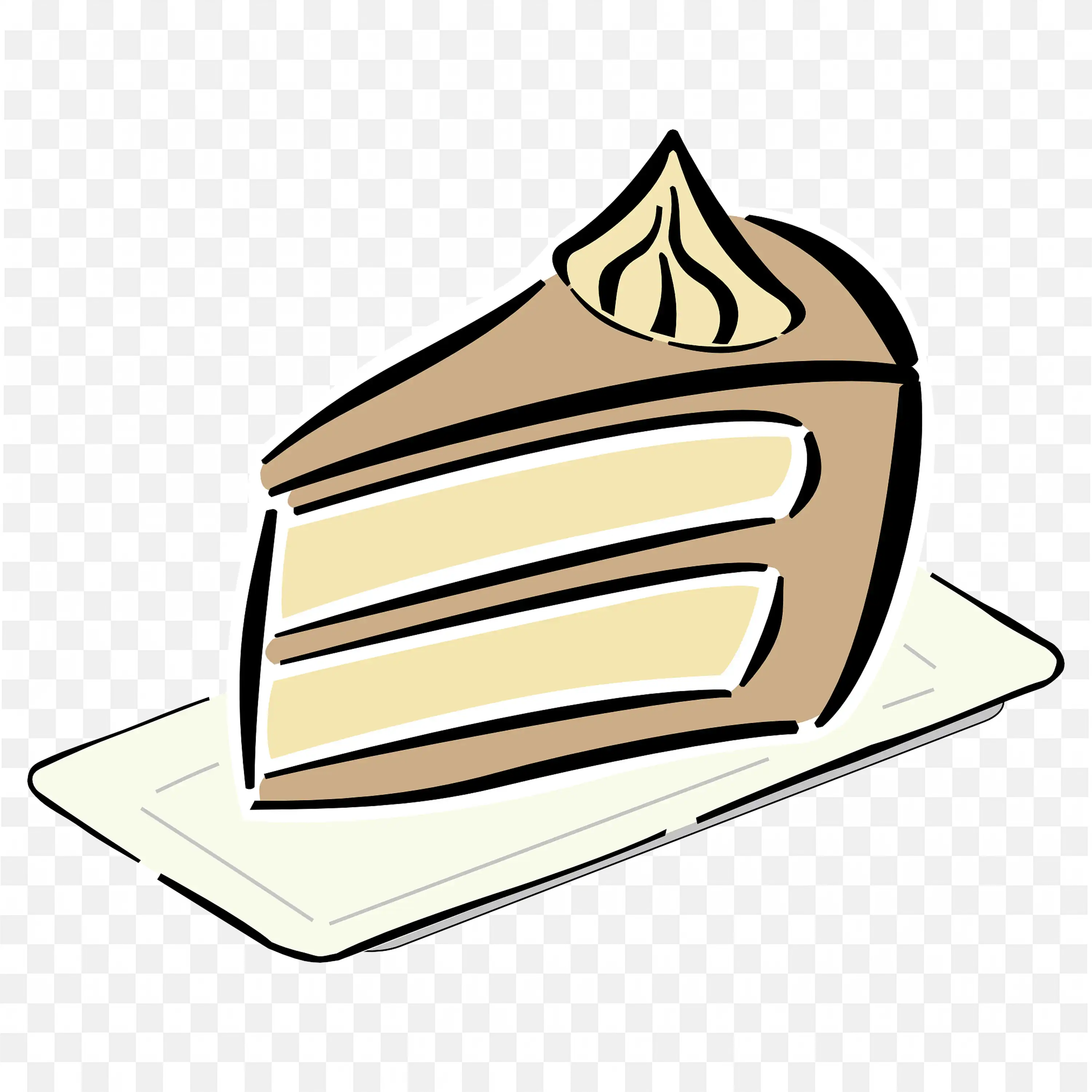 A Slice of Chocolate Cake with Cream Topping on a Plate