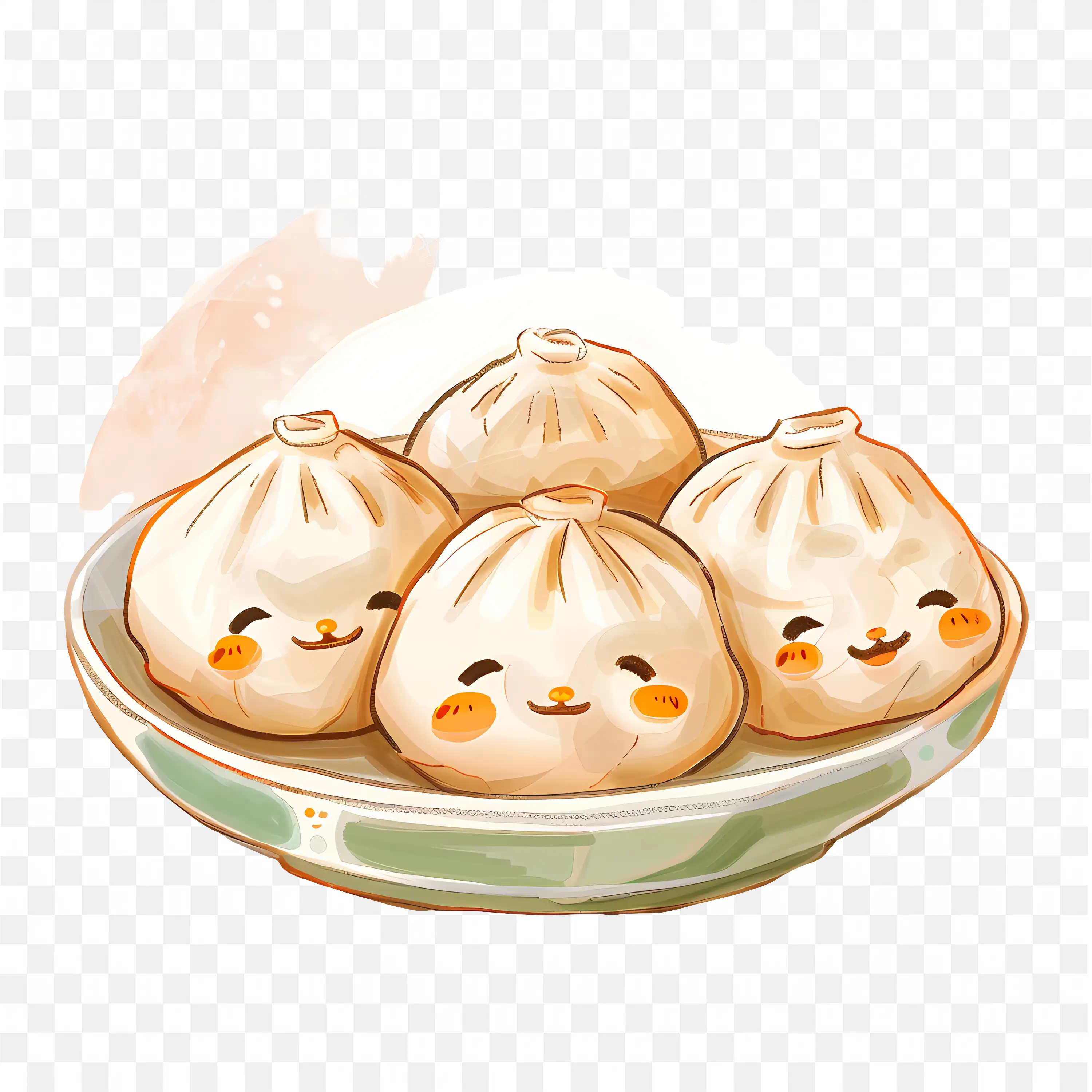 Smiling Bao Dumplings Cute Cartoon HD Free Png Image