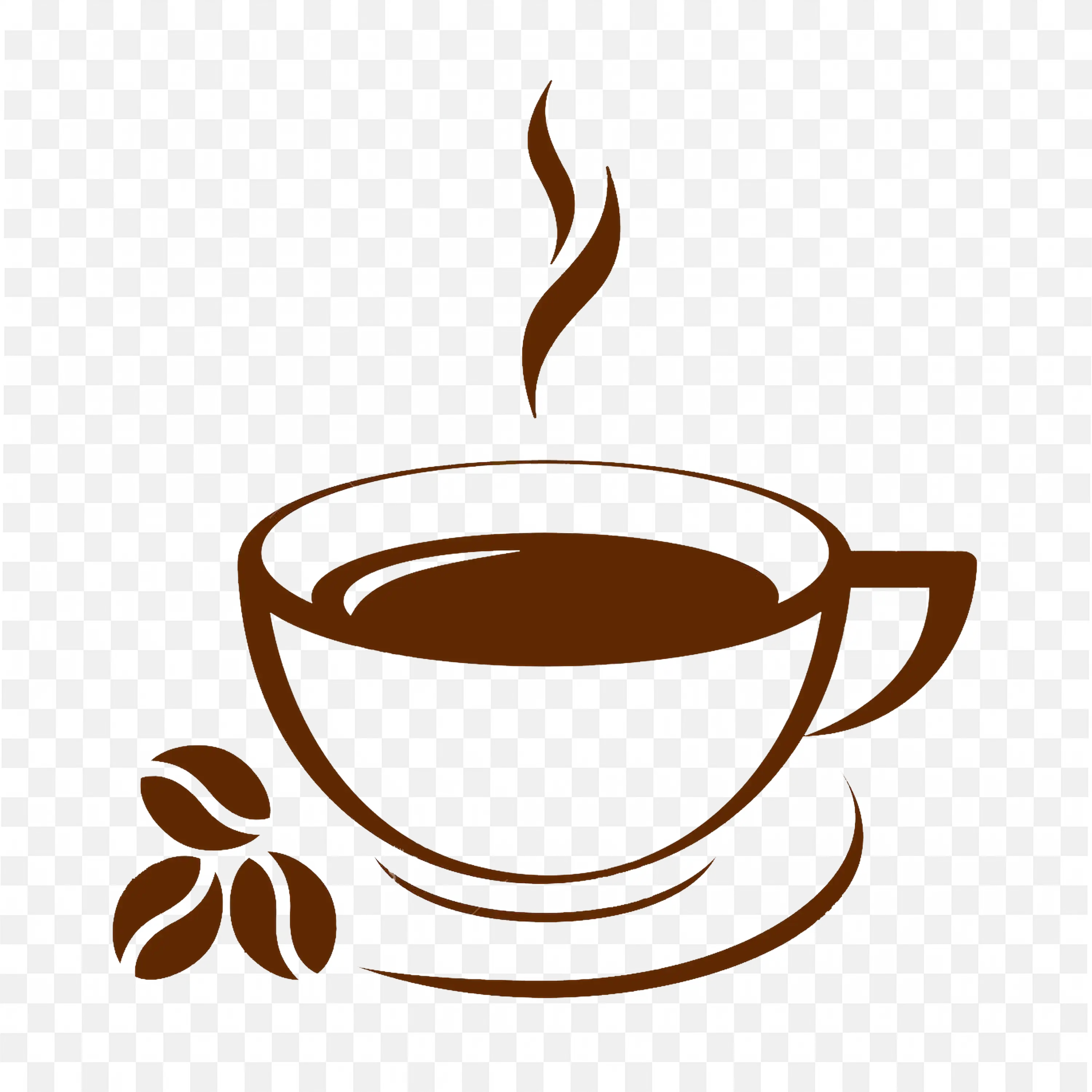 A Steaming Cup of Coffee with Coffee Beans Logo Ideas Png