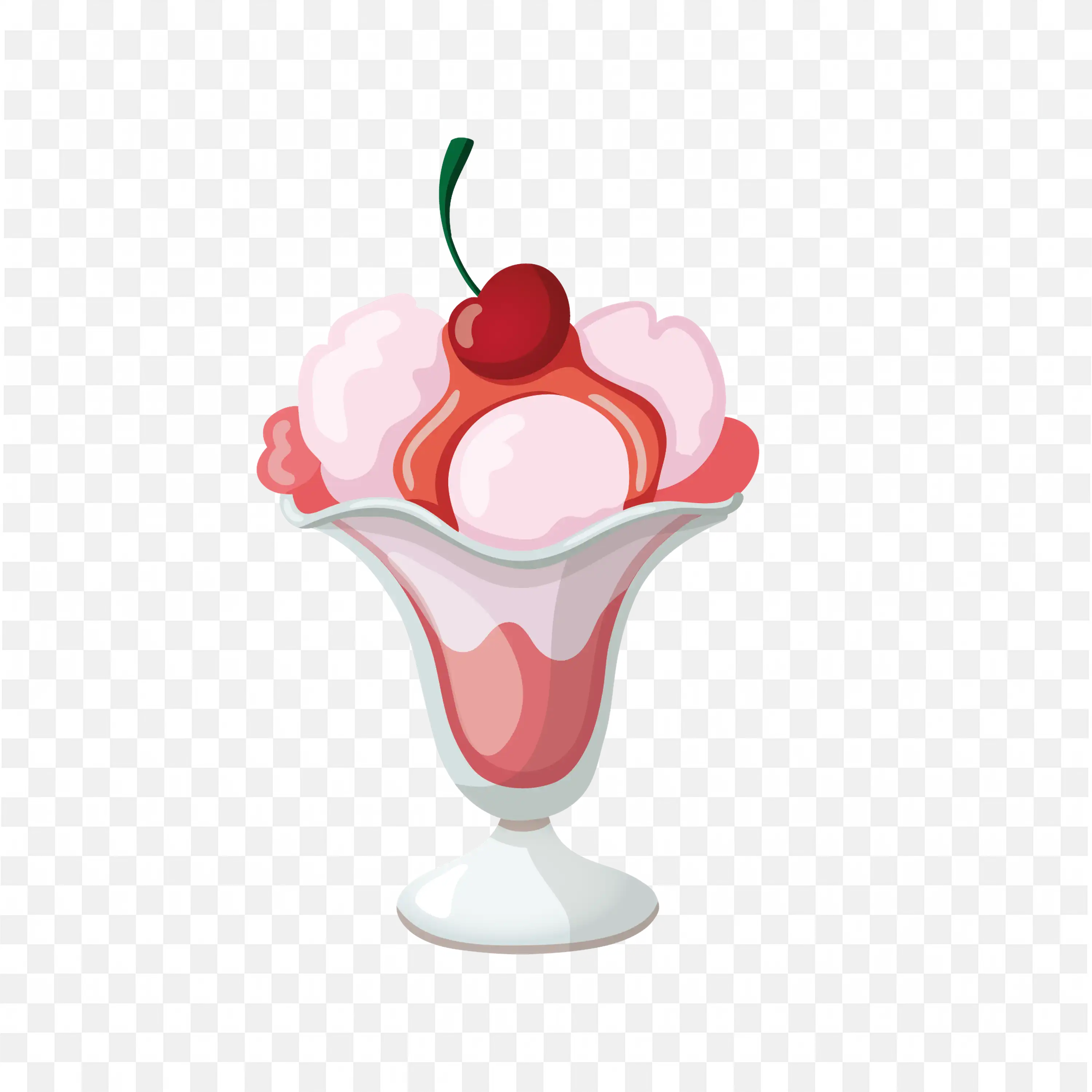 Strawberry Flavour Ice Cream in Stylish Cup with Cherry Png