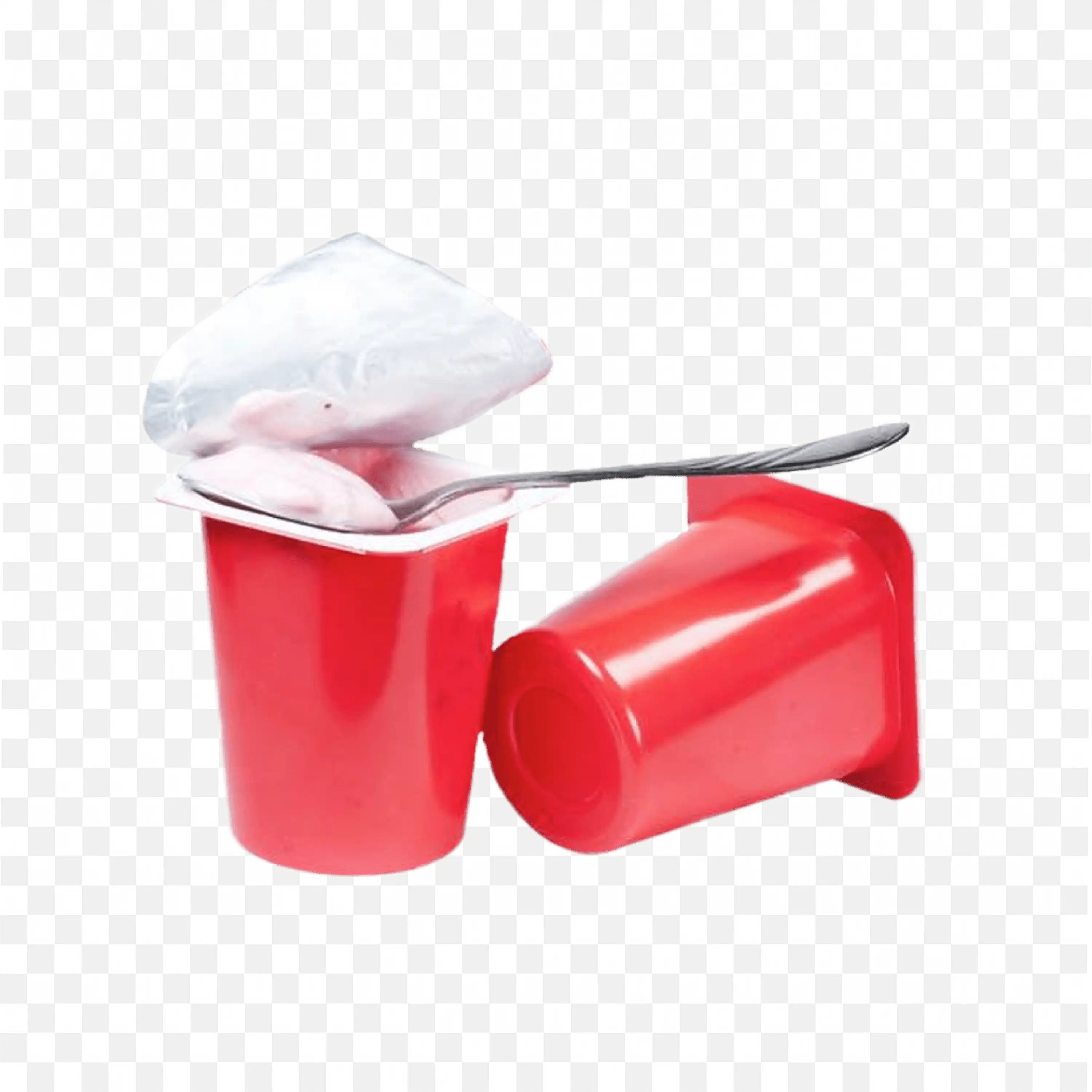 Strawberry Yogurt Cups with Spoon Refreshing Snack Free Png