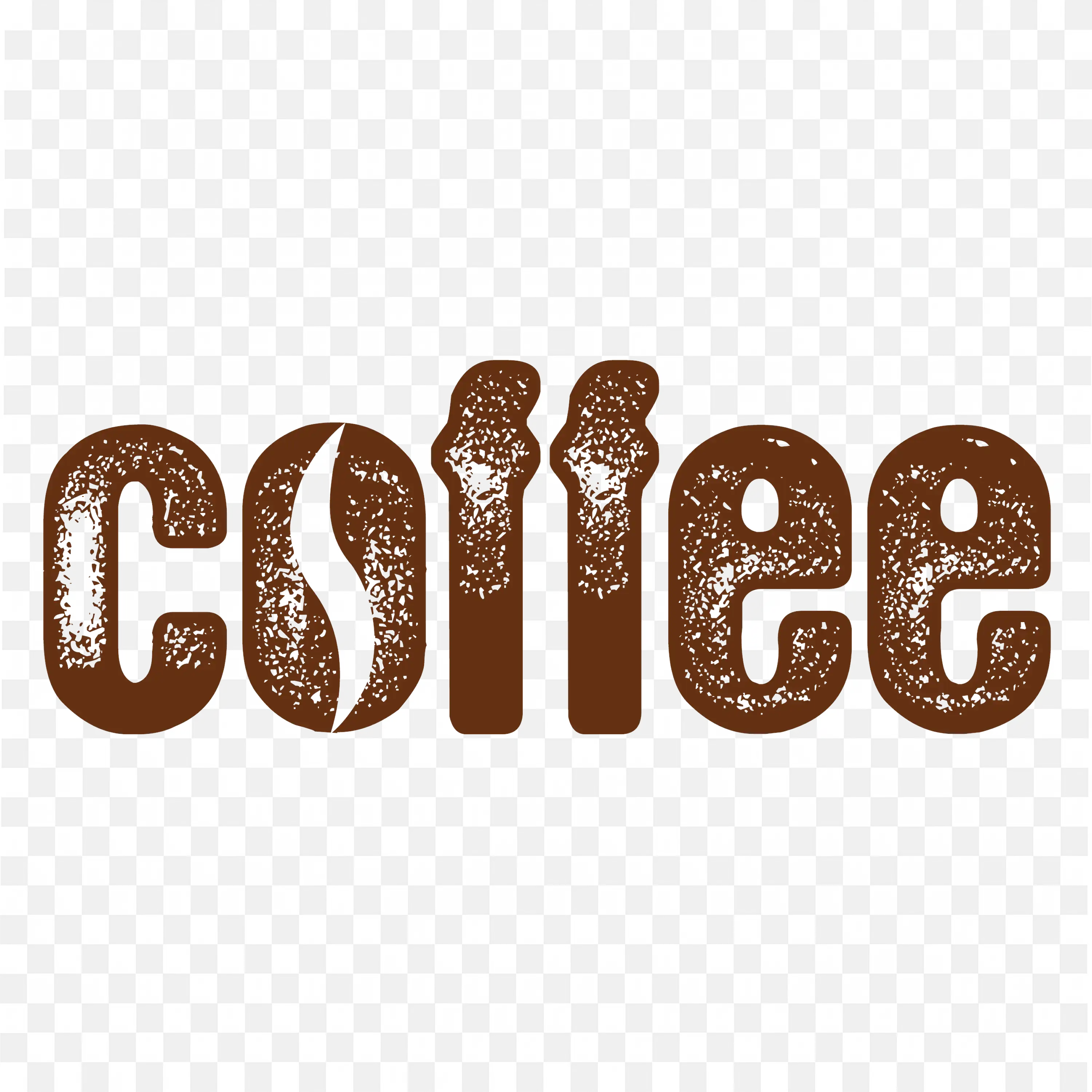 The Word Coffee in Bold Font with a Coffee Bean Design Png