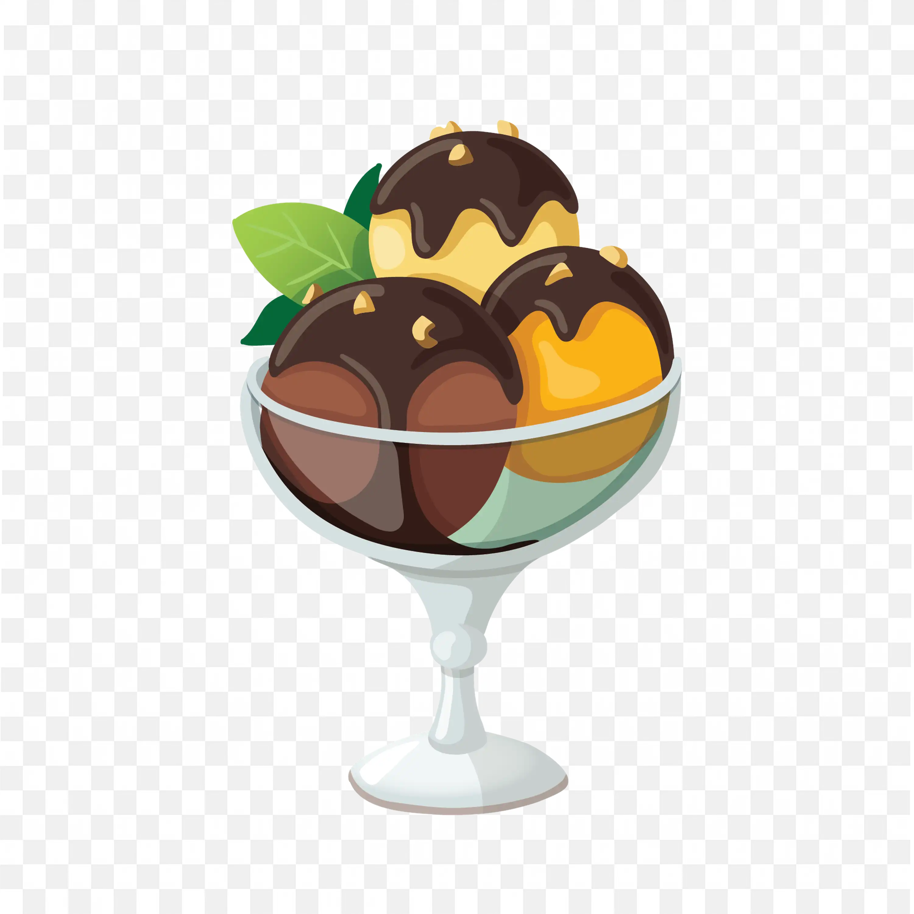 Triple Scoop Ice Cream with Vanilla Chocolate and Mango Png