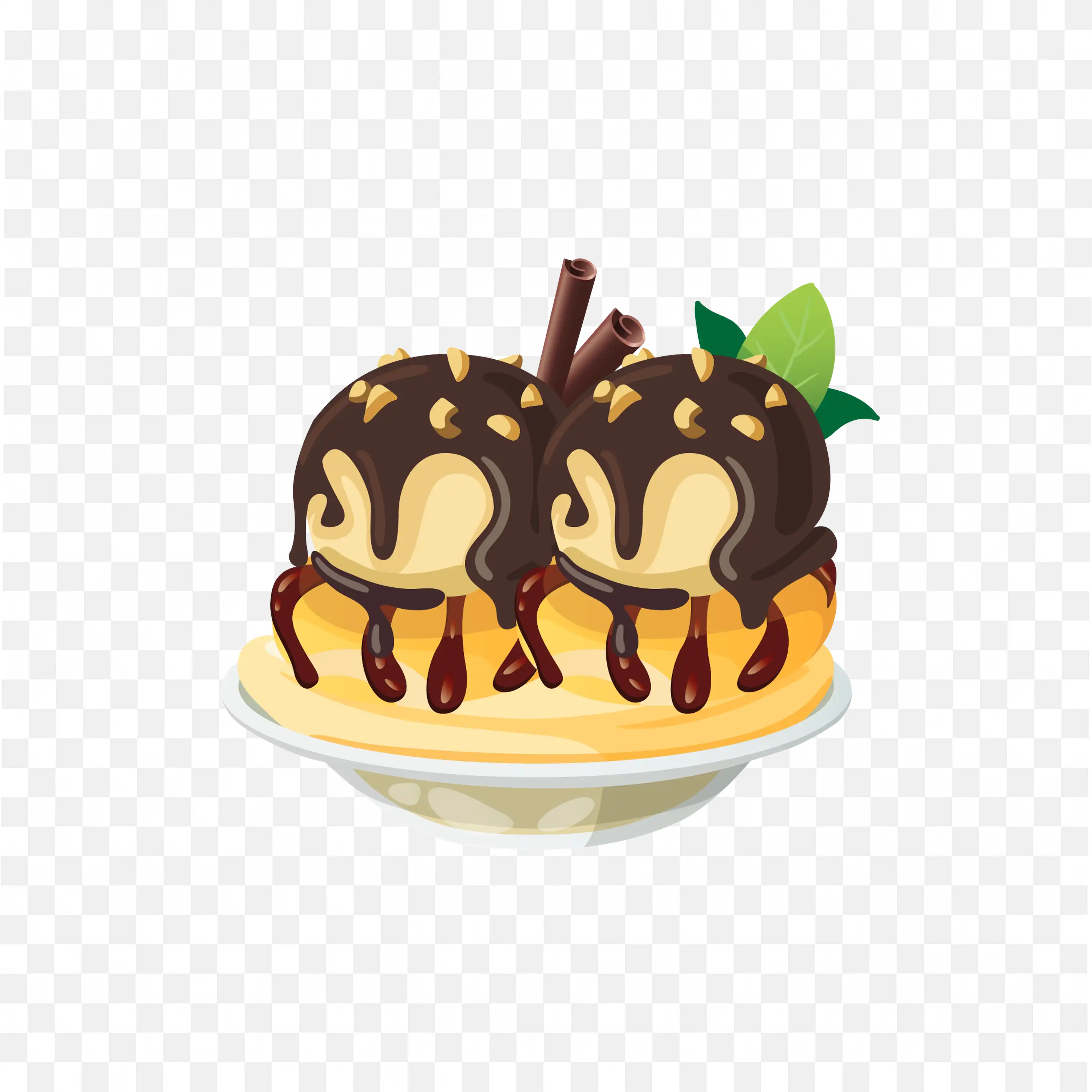 Vanilla Ice Cream Pancake with Chocolate Drizzle and Cherry