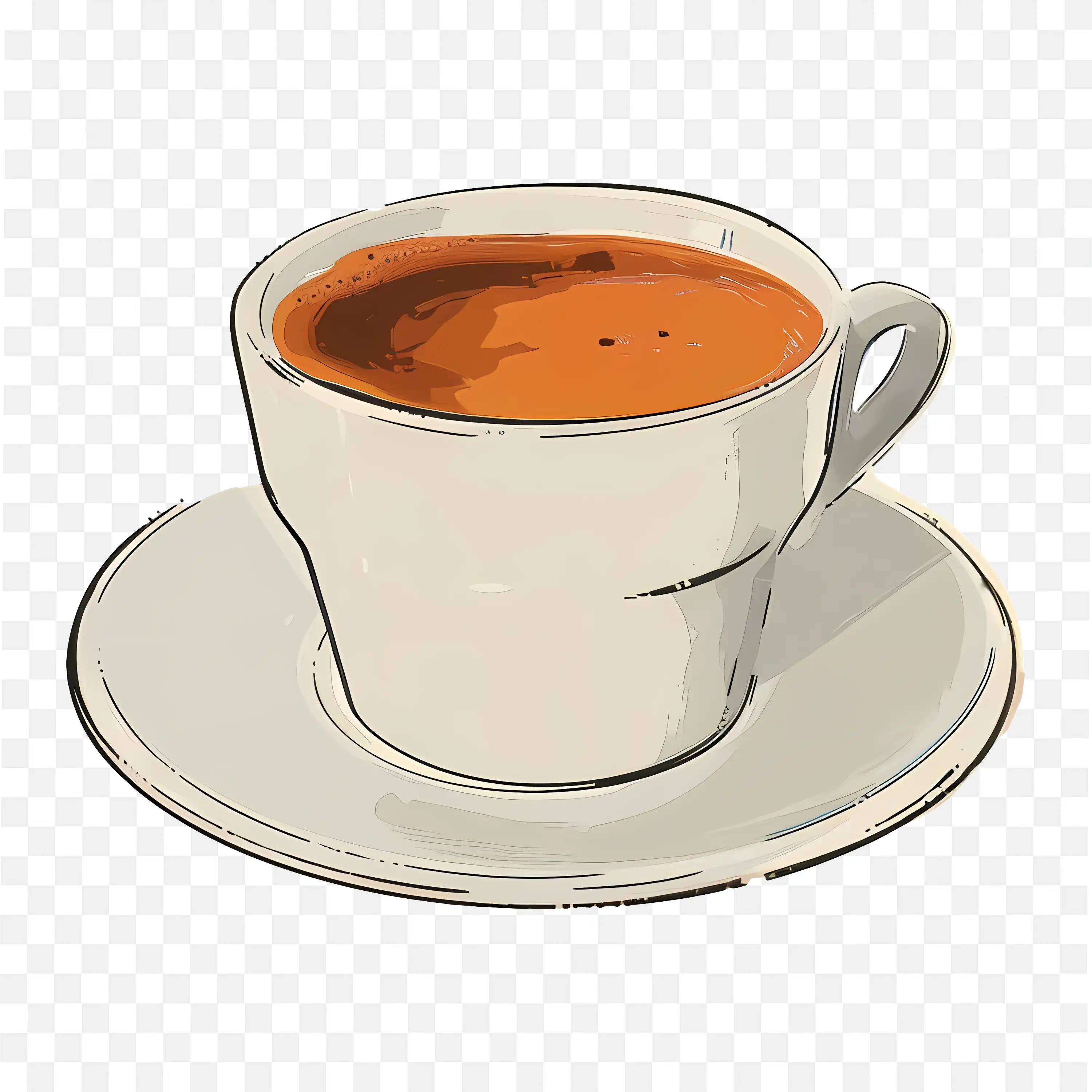 A White Cup of Coffee Drawing Art Free Png Image Download