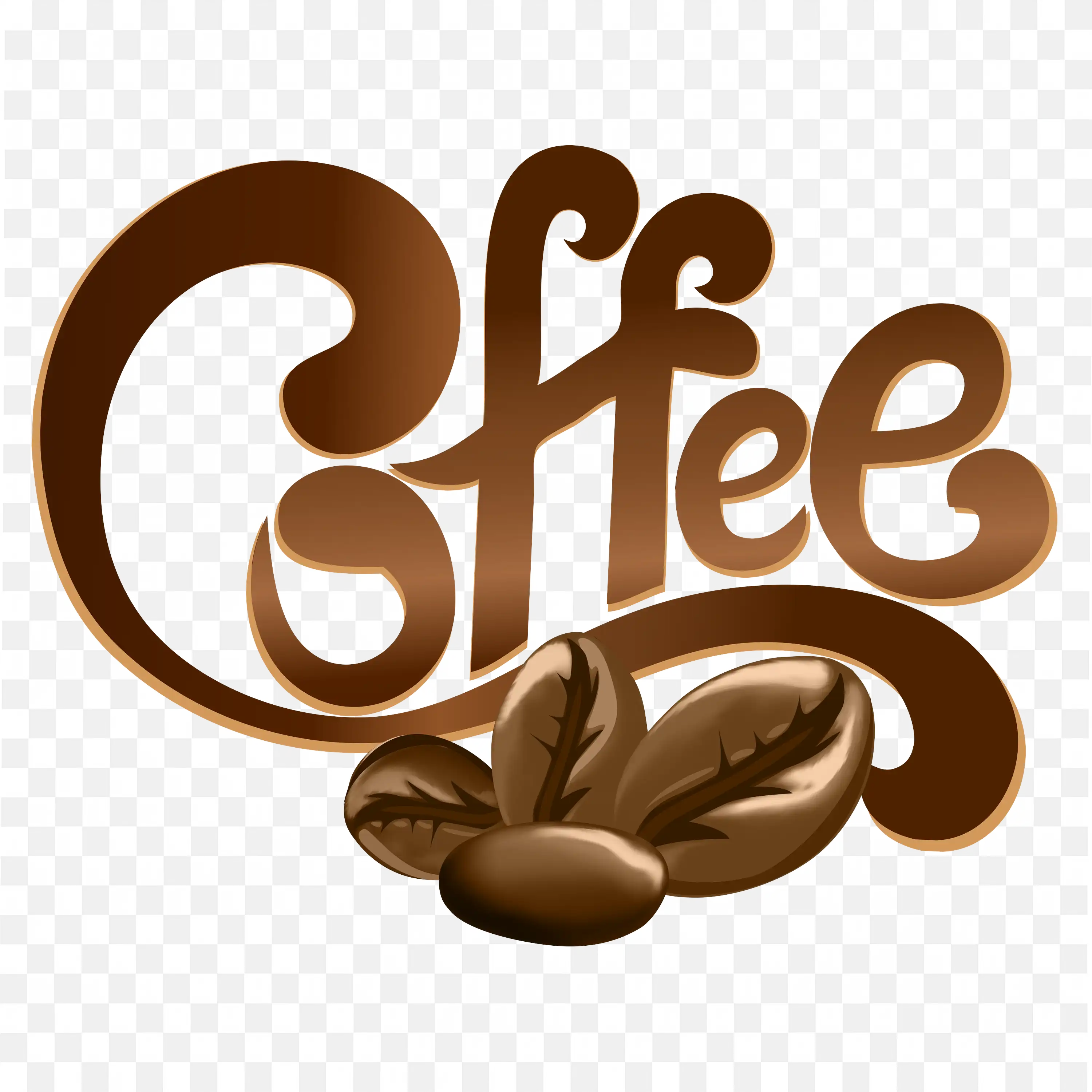 The Word Coffee in Stylized with Warm Brown Gradient Png