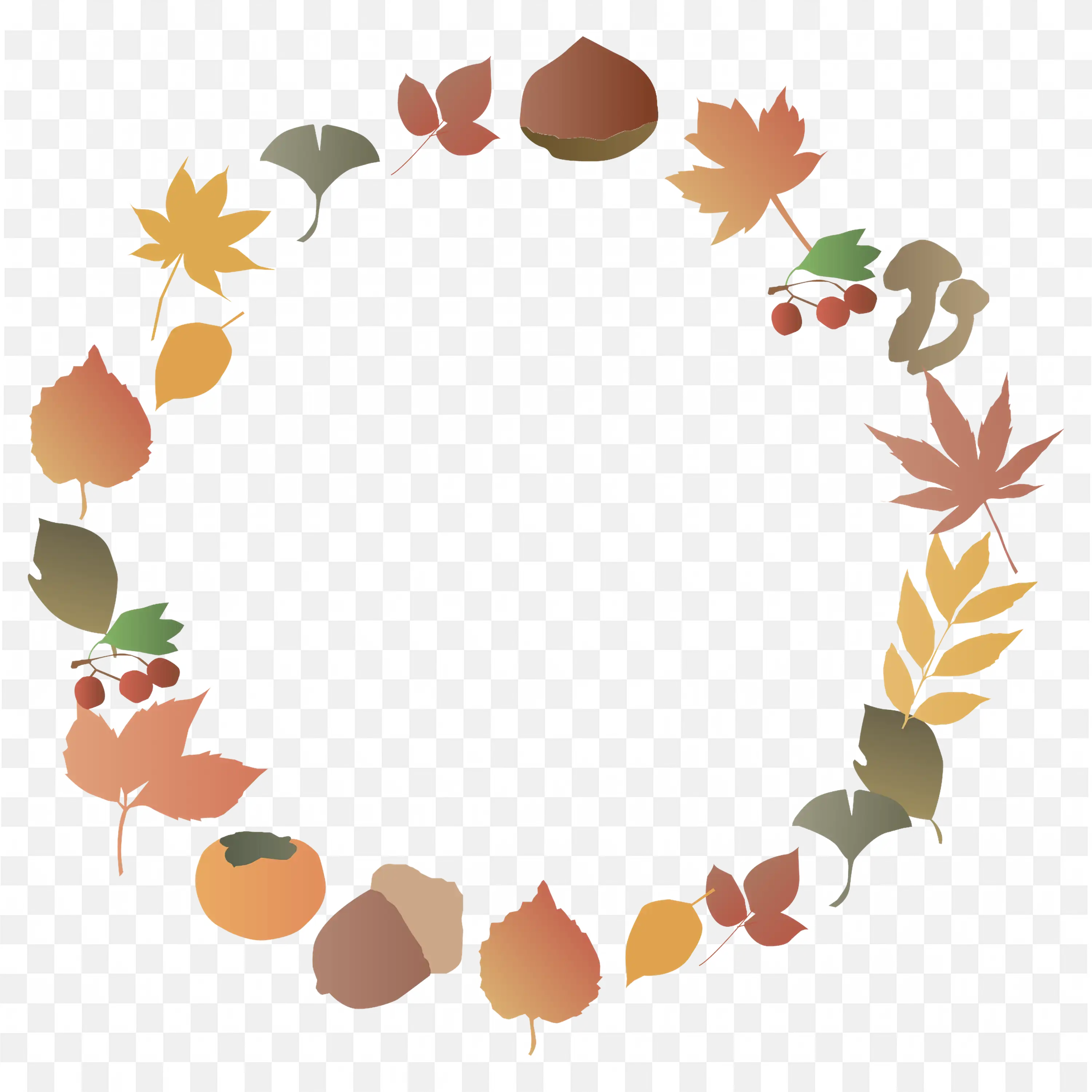 Autumn Leaves Circle Frame Fall Season Border Png Design