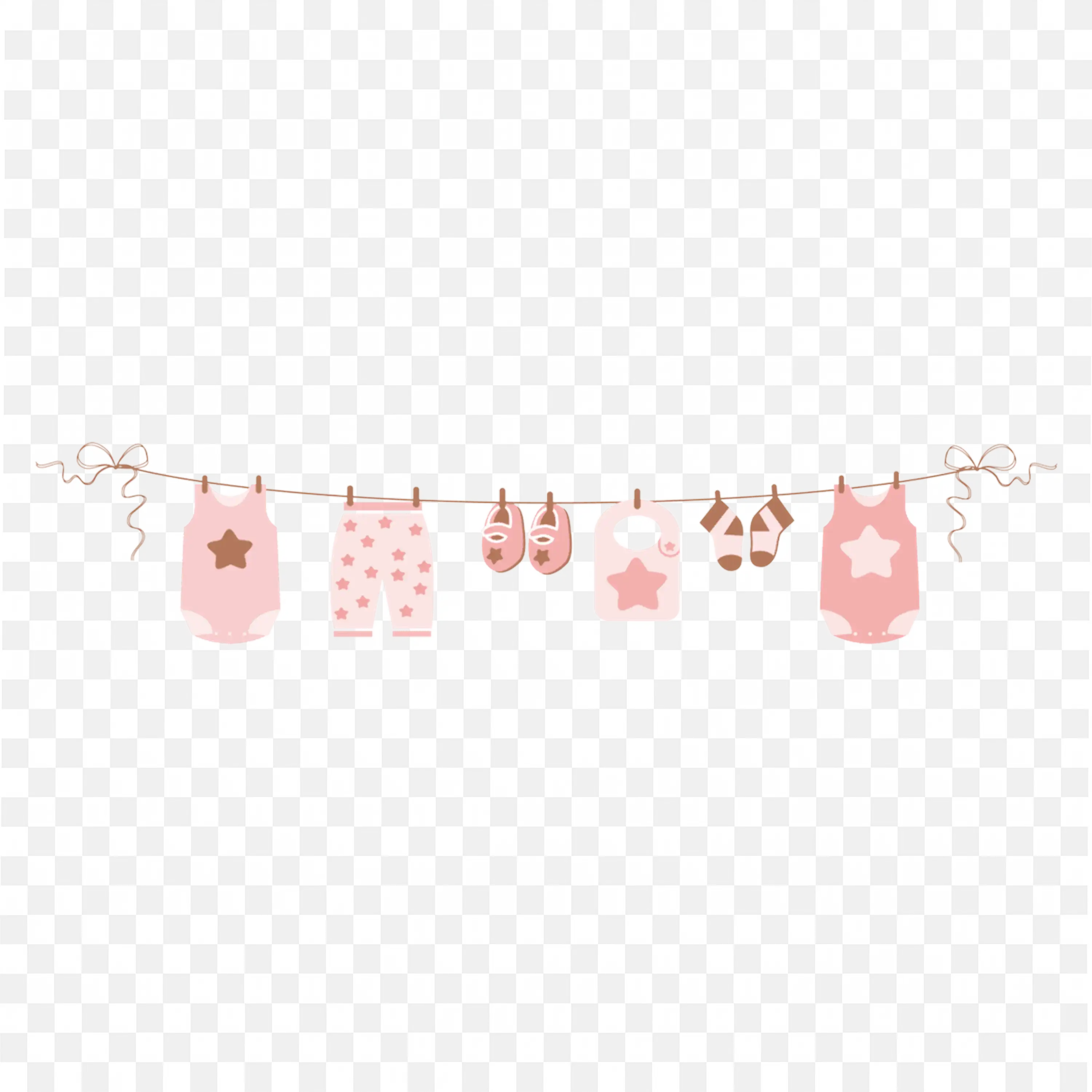 Baby Clothes on Line Pink Theme Frame for Girls Png
