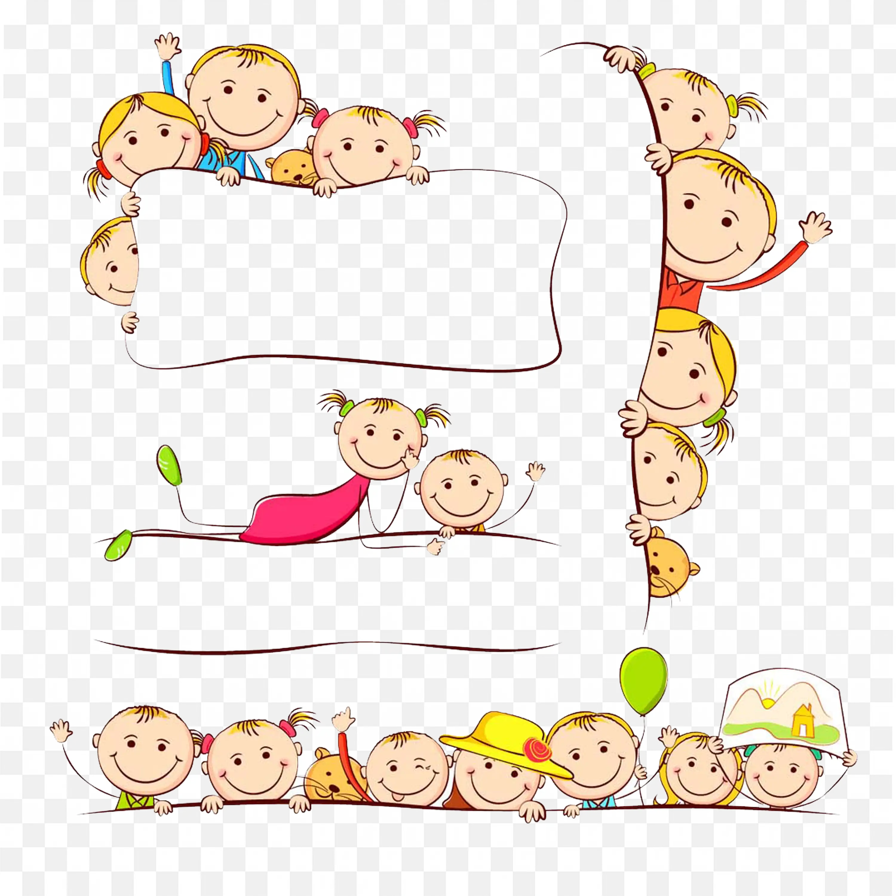 Baby Girl Shower Frame with Toys and Hanging Stars Png
