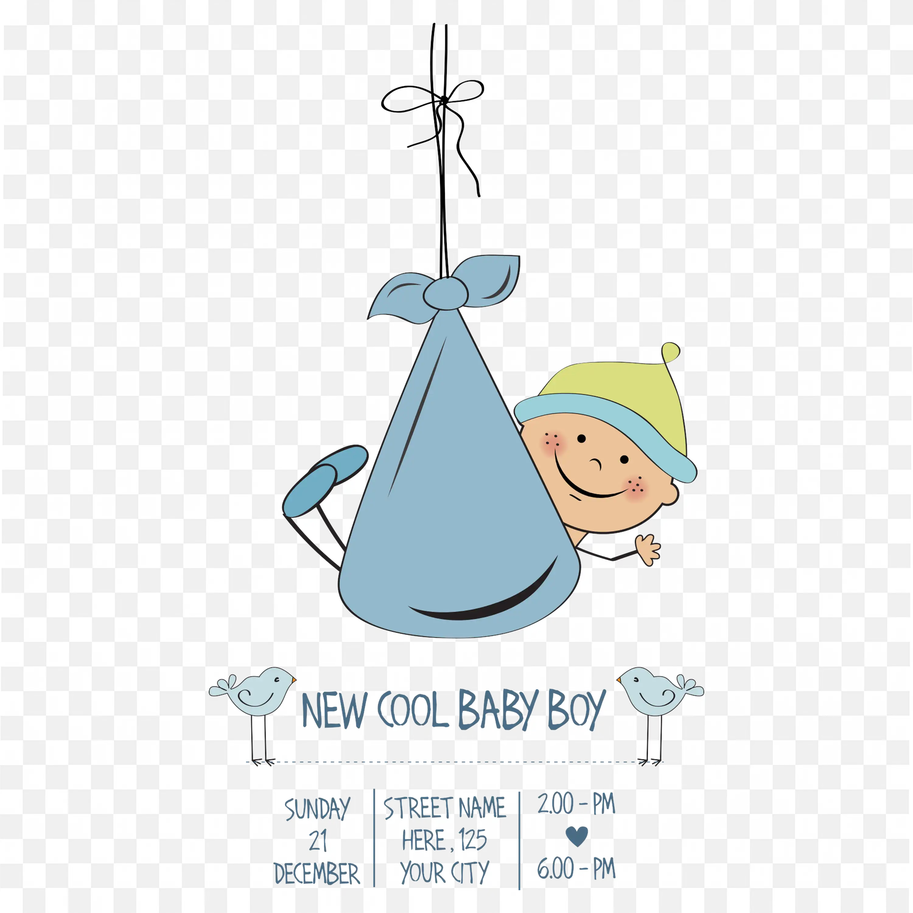 Baby Shower Blue Theme with Hanging Sign and Clip Png Art