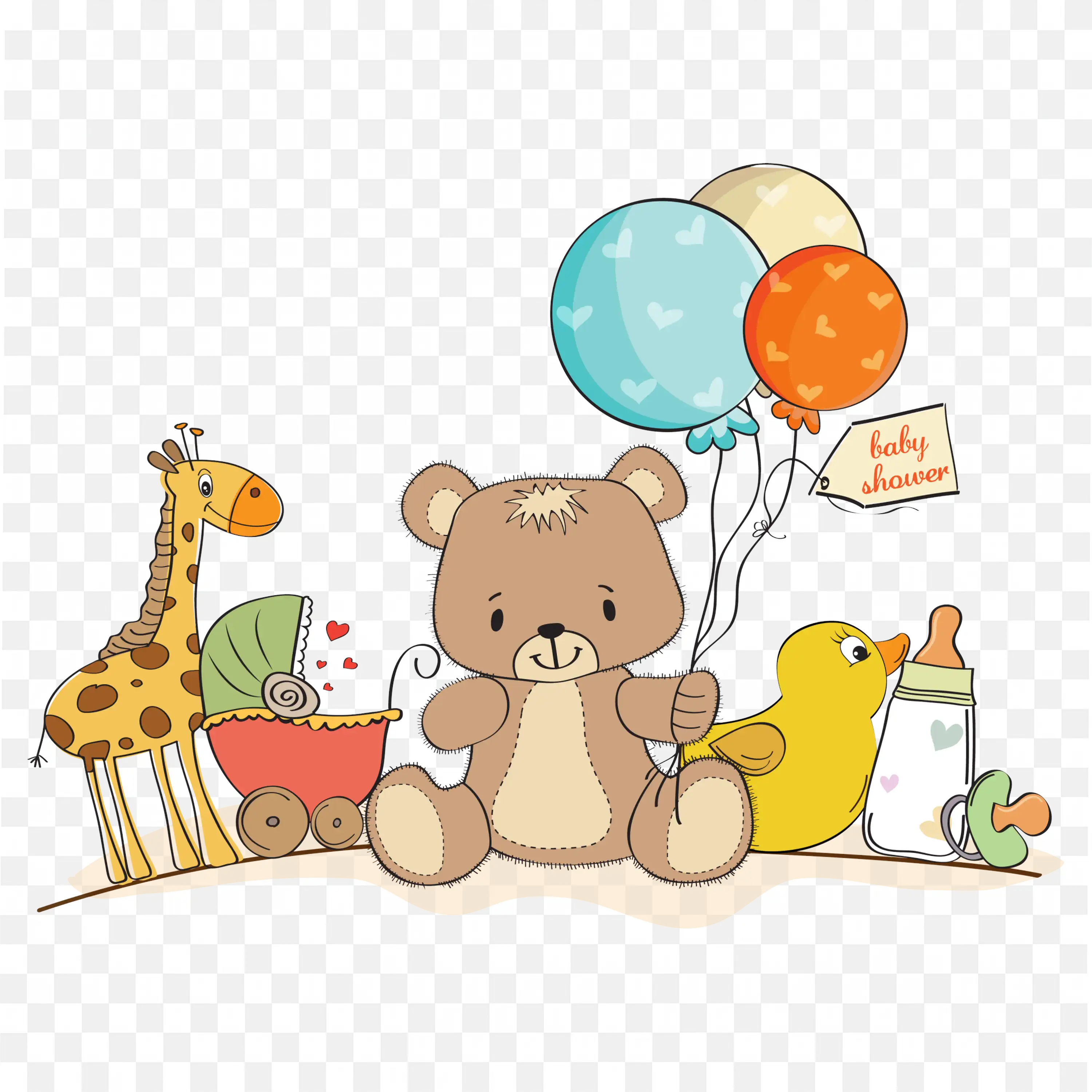 Baby Shower Frame with Jungle Animals and Balloons Png